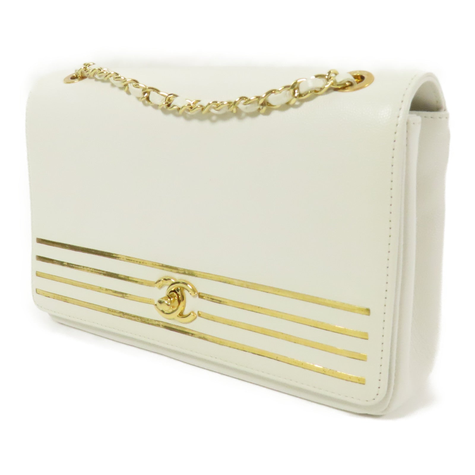 CHANEL 皮革Chain Flap Bag金扣肩背袋