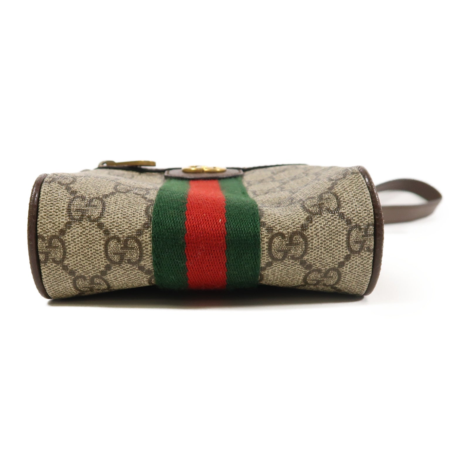 GUCCI 塗層帆布Ophidia GG金扣肩背袋棕色