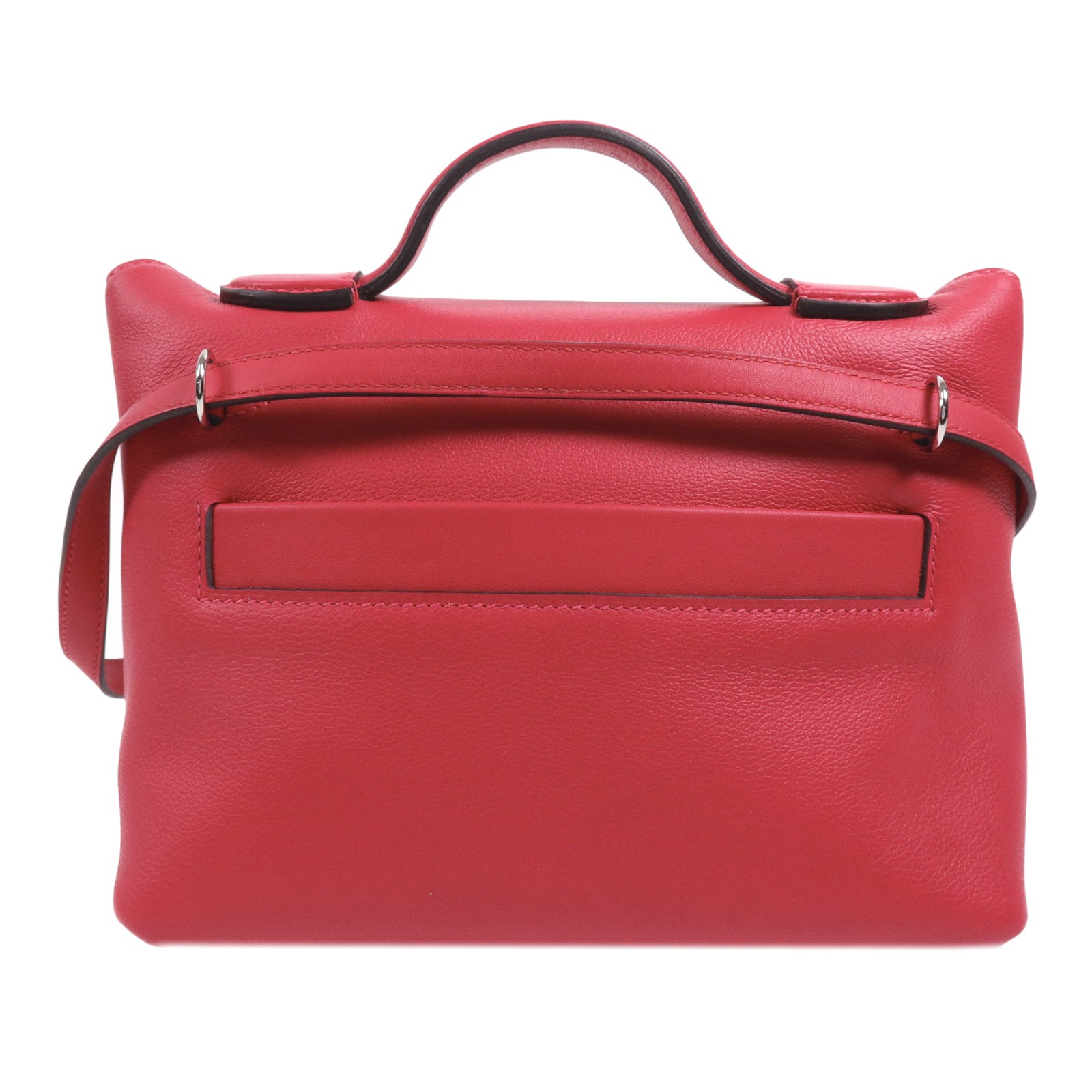 HERMES Evercolor皮革24/24 Mini銀扣手挽肩背兩用袋Framboise