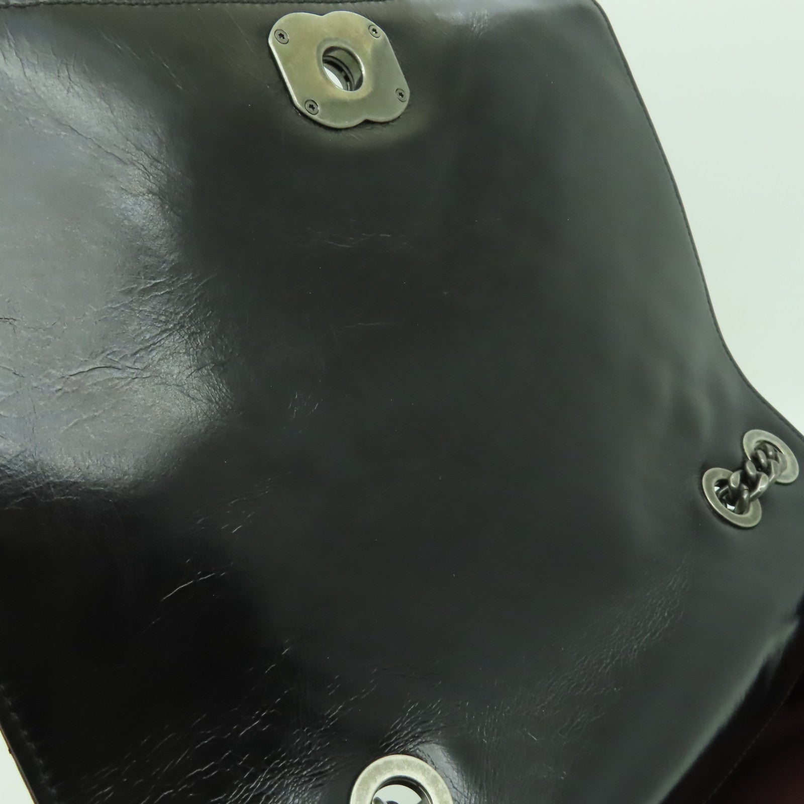 CHANEL 牛皮皮革Chain Shoulder銀扣肩背袋黑色