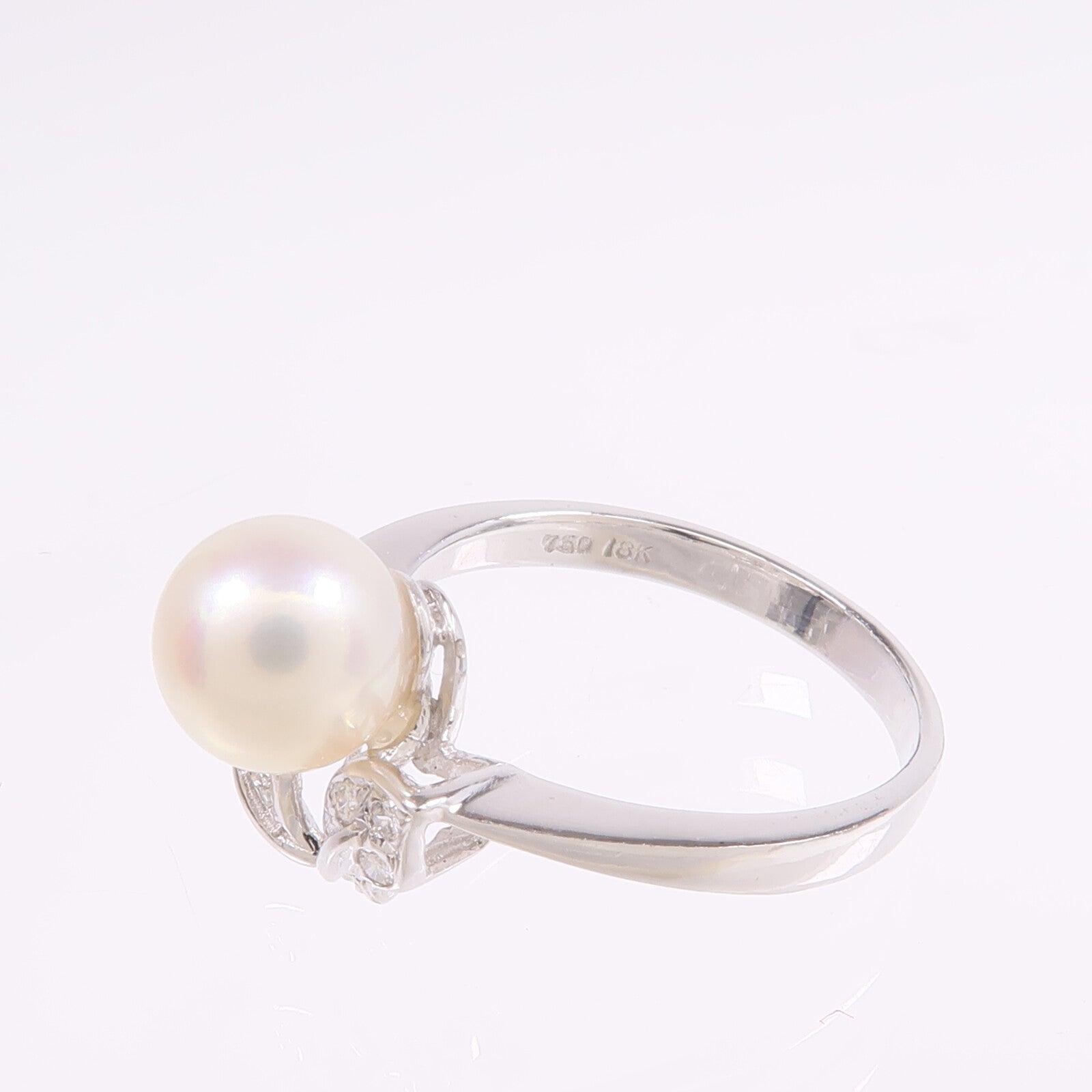 JEWELRY 【激減優惠】18K白金Pearl Diamond Ring珍珠戒指US#5