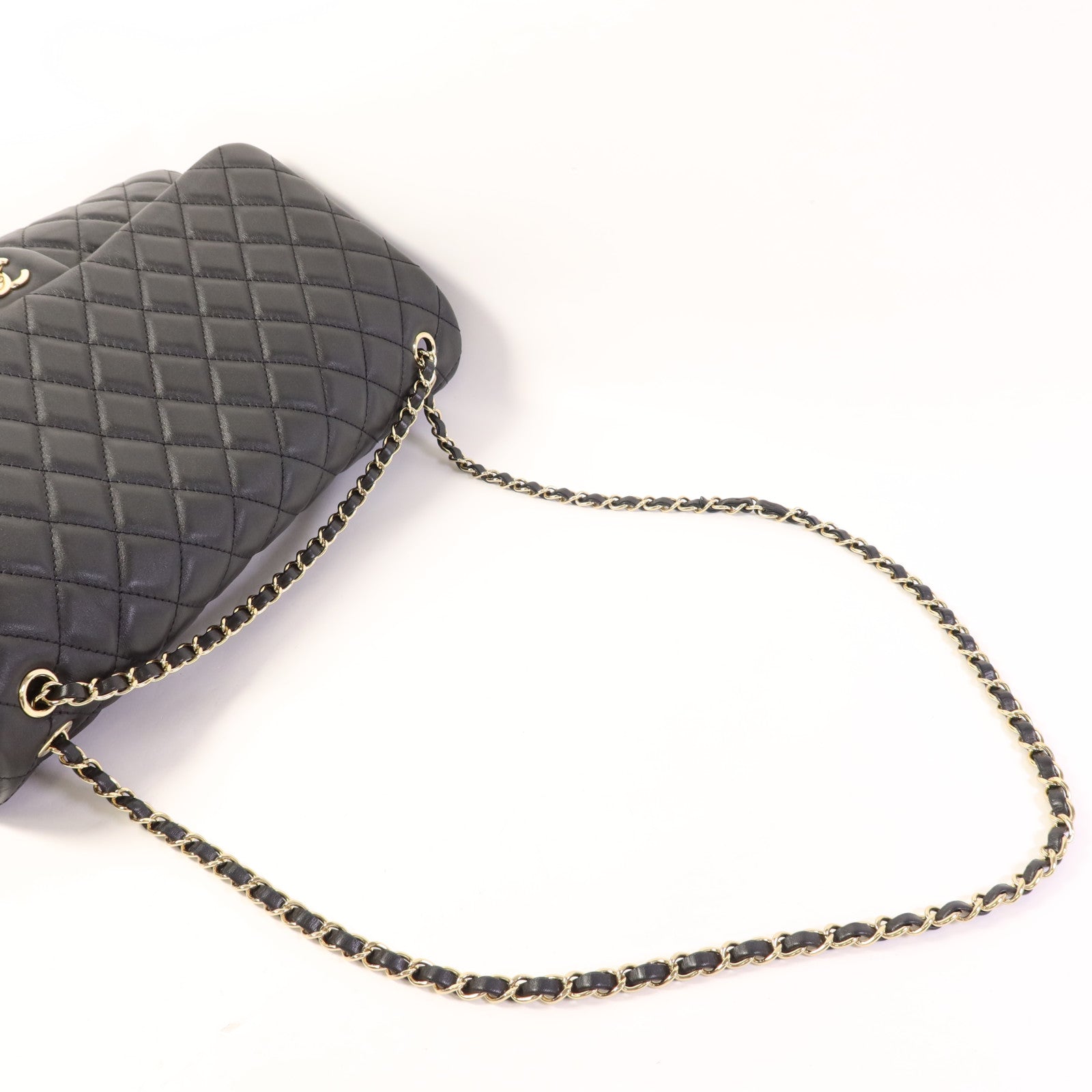 CHANEL 羊皮皮革Classic Flap Bag 40金扣鏈帶肩背袋