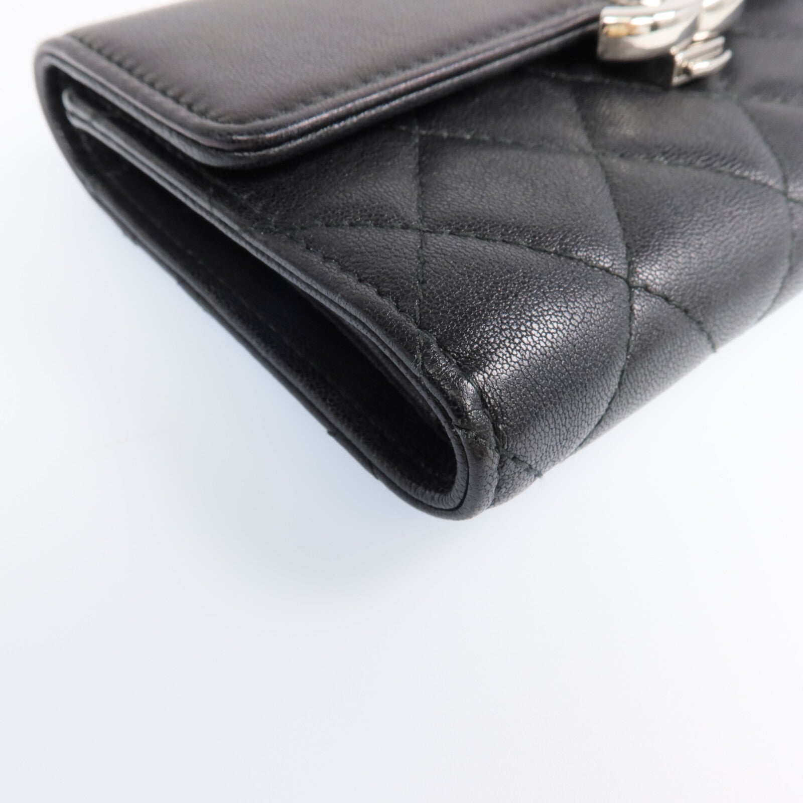 CHANEL 牛皮皮革Wallet銀扣長錢包