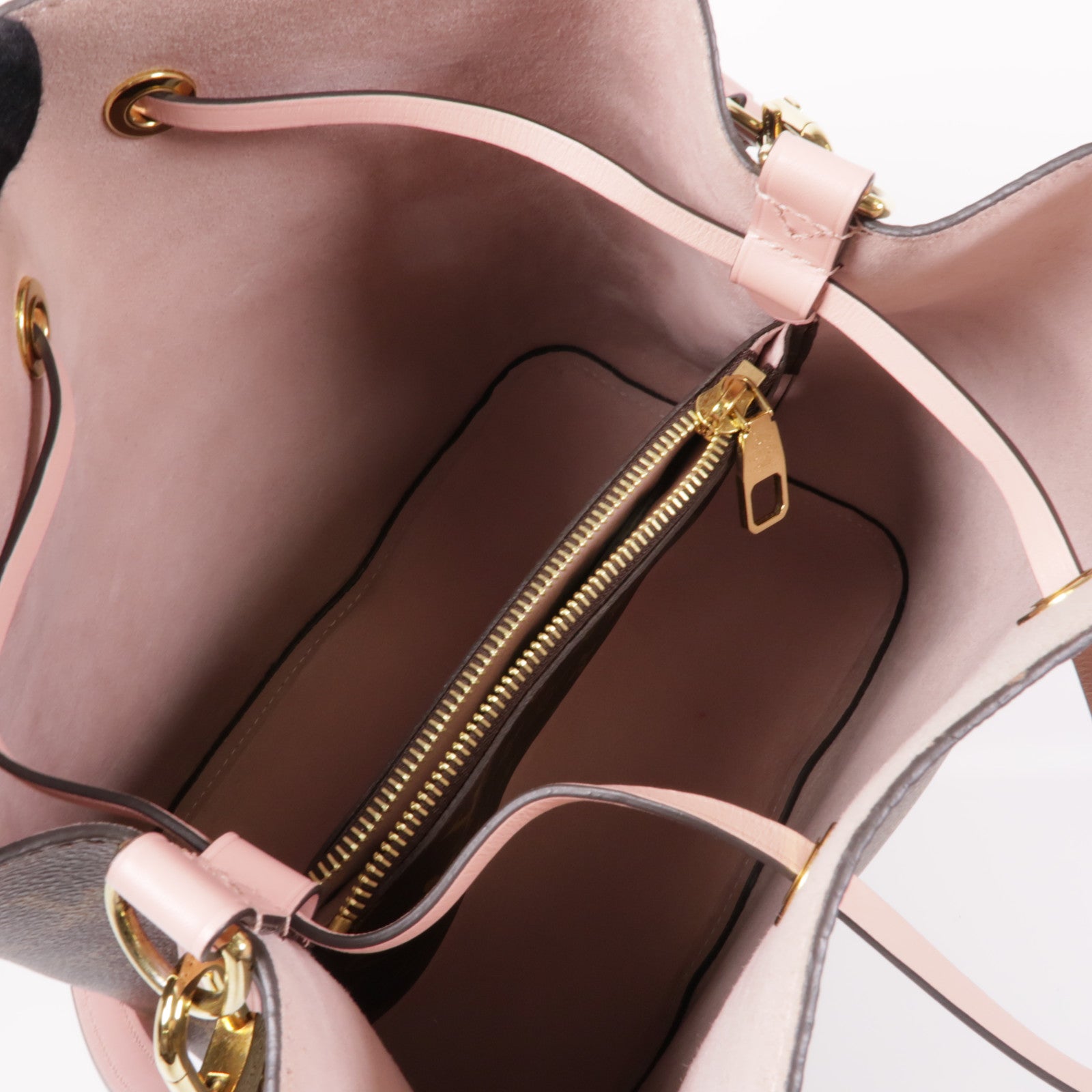 LOUIS VUITTON Monogram Neo Noe金扣手挽肩背兩用袋棕色/粉紅色