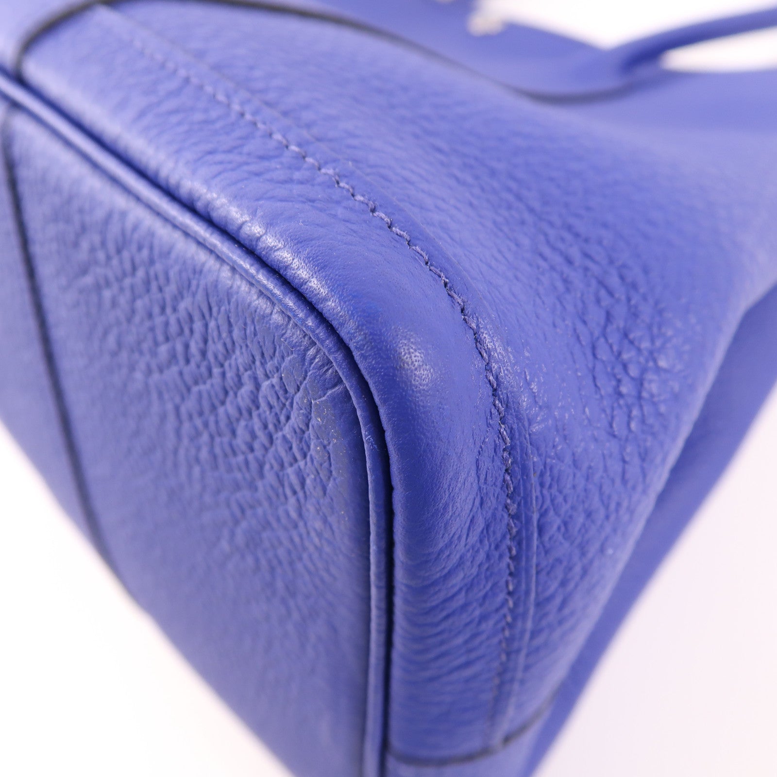 HERMES Negonda皮革Garden Party PM銀扣手挽袋皮革Garden Party PM銀扣手挽袋Bleu Electrique