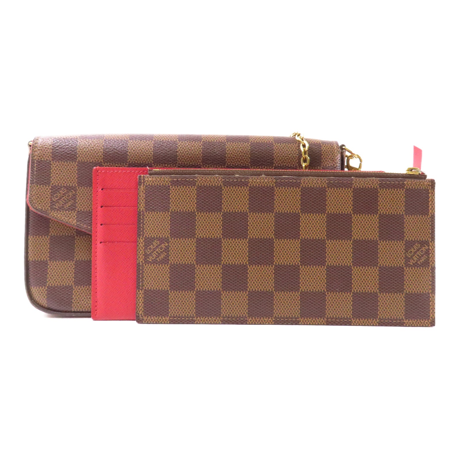 LOUIS VUITTON LV GHW Felicie Pochette Chain Shoulder Bag N63032 Damier Brown