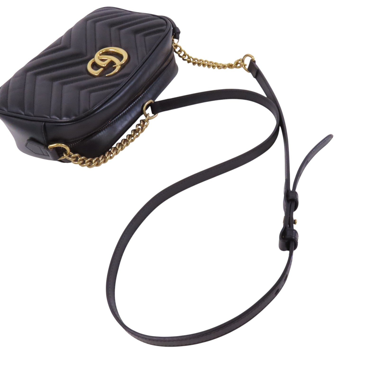 GUCCI 牛皮皮革GG Marmont金扣鏈帶肩背袋