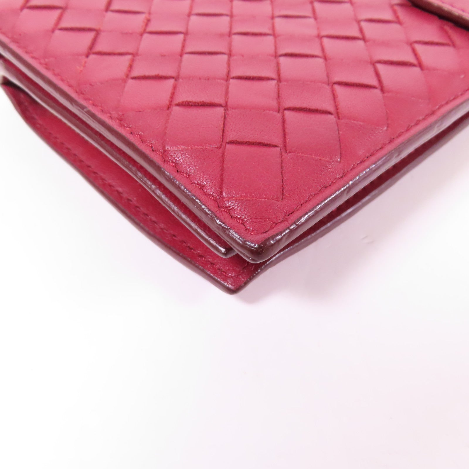 BOTTEGA VENETA BV GHW Long Wallet 114074 Intrecciato Leather Red