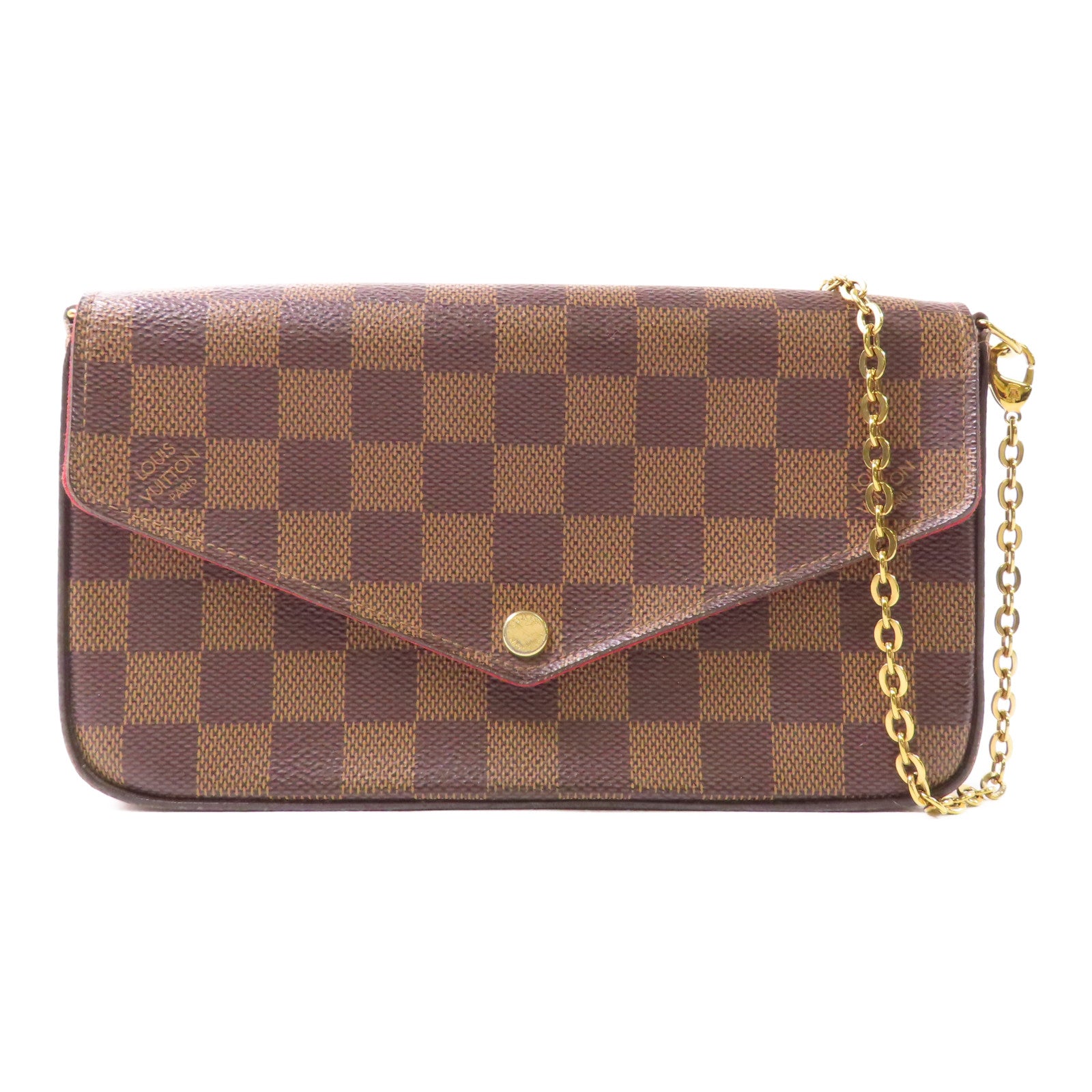 LOUIS VUITTON LV GHW Felicie Pochette Chain Shoulder Bag N63032 Damier Brown