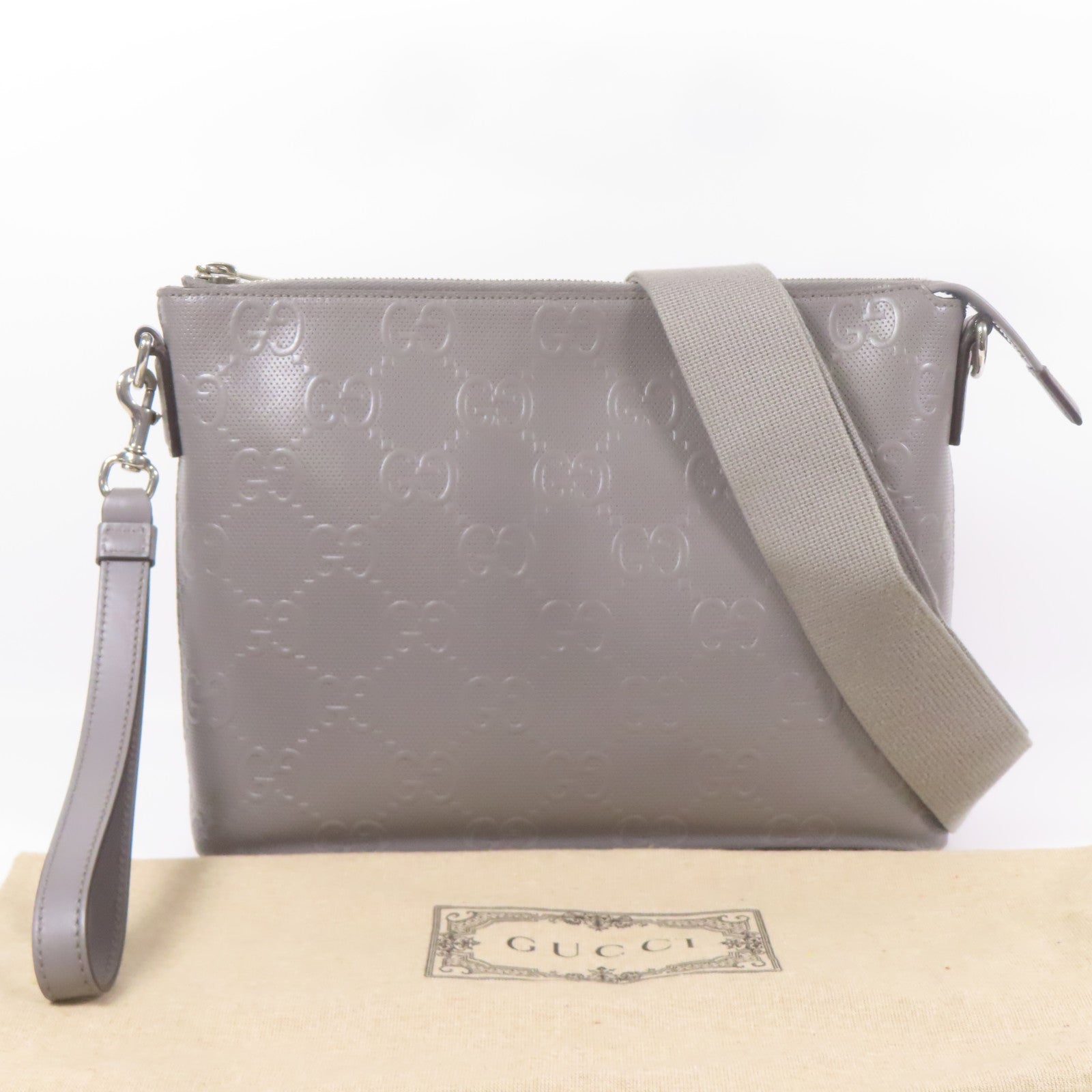 GUCCI 皮革Shoulder Bag銀扣肩背袋