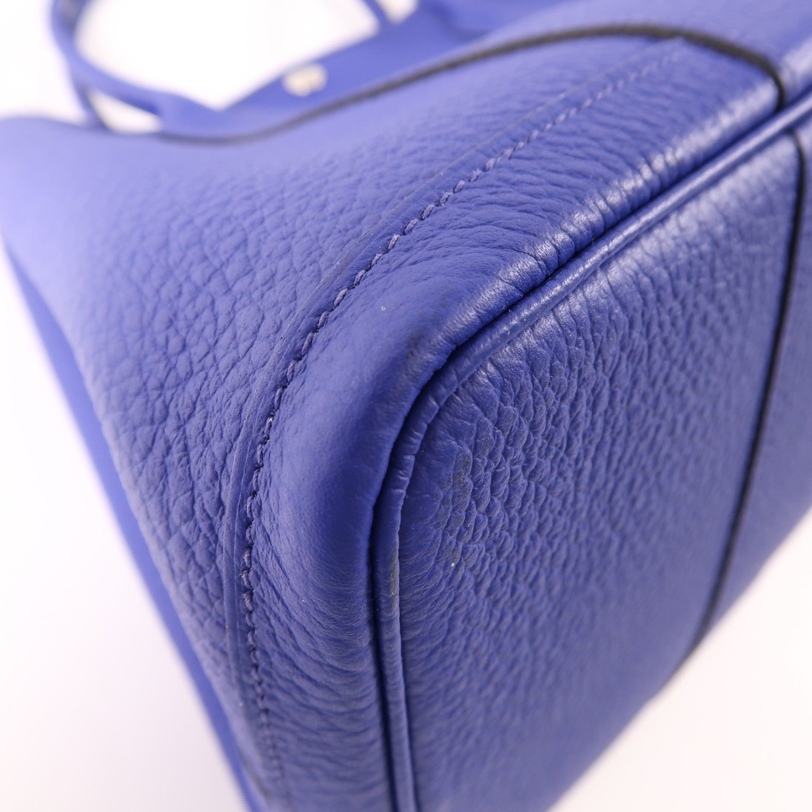 HERMES Negonda皮革Garden Party PM銀扣手挽袋皮革Garden Party PM銀扣手挽袋Bleu Electrique