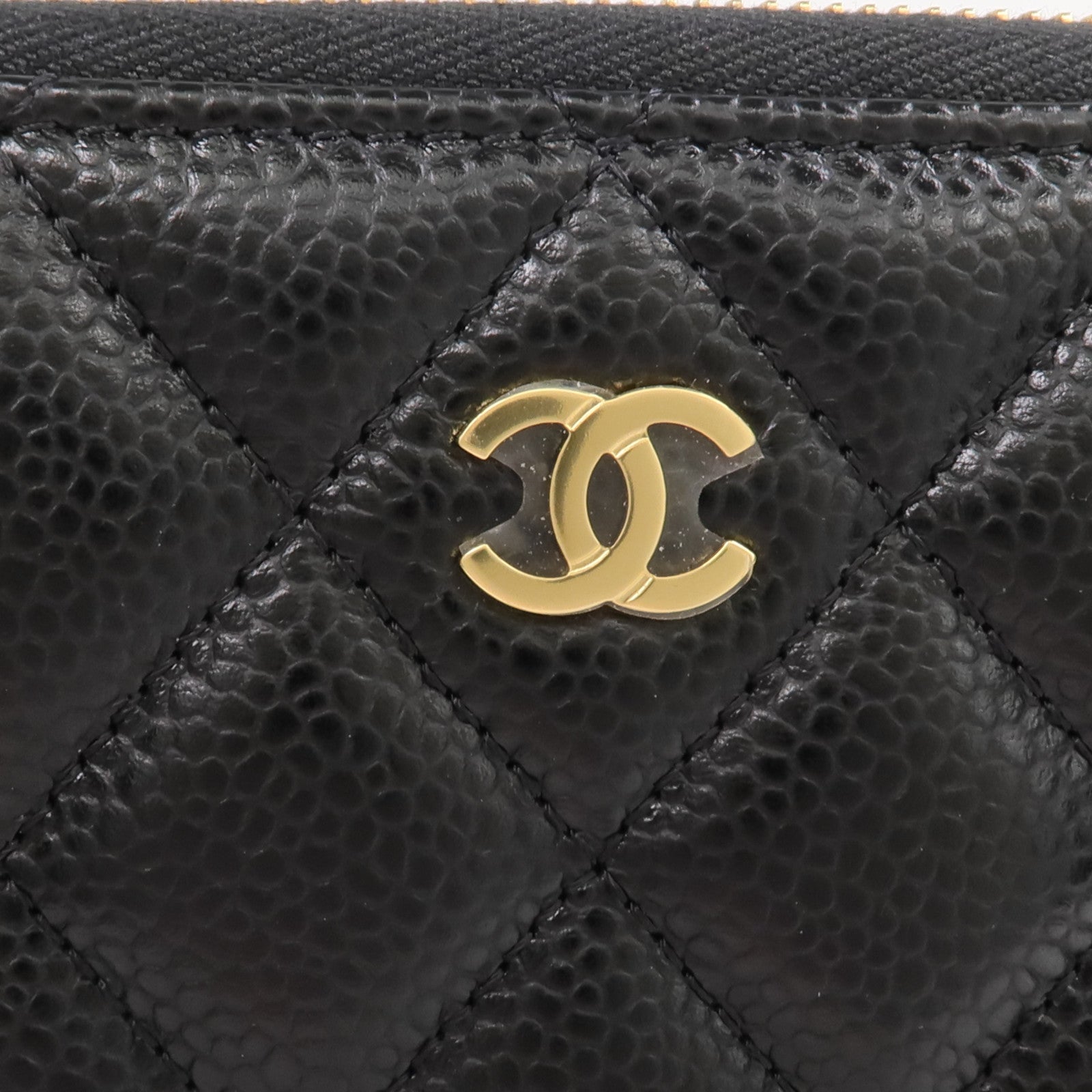 CHANEL 牛皮皮革Zipper Long Wallet金扣拉鏈長錢包