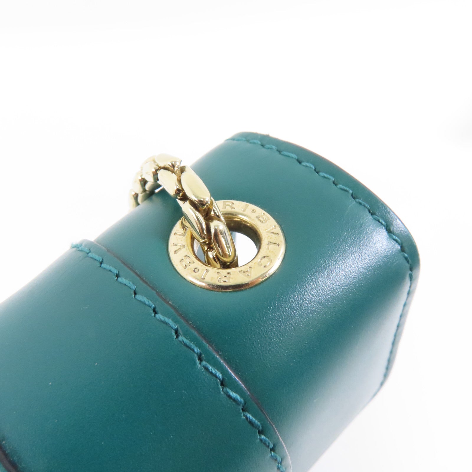 BVLGARI 牛皮皮革Serpenti Forever金扣鏈帶肩背袋綠色