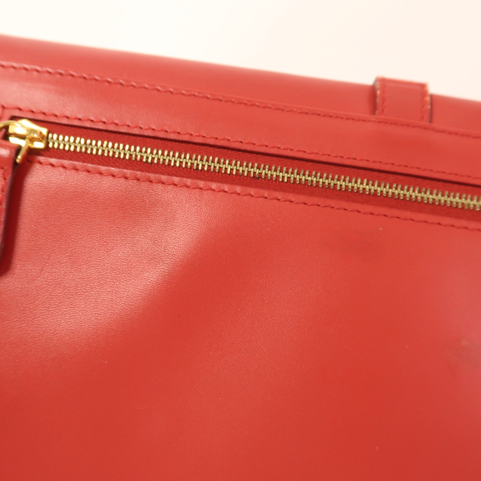 FENDI GHW Pequin Envelope Clutch Bag 8M0284 Canvas Calfskin Leather Brown Red