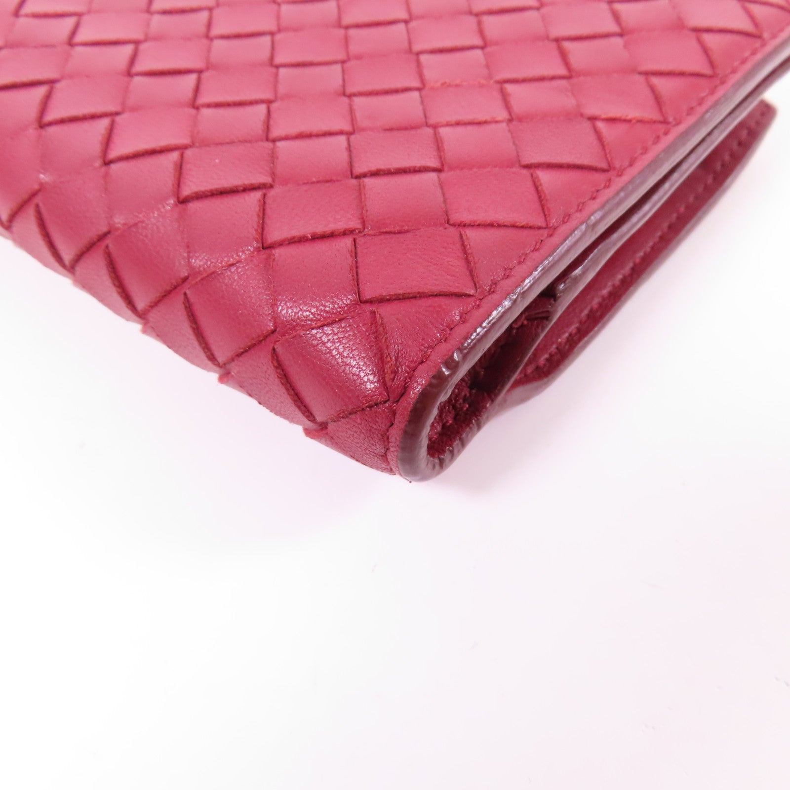 BOTTEGA VENETA BV GHW Long Wallet 114074 Intrecciato Leather Red