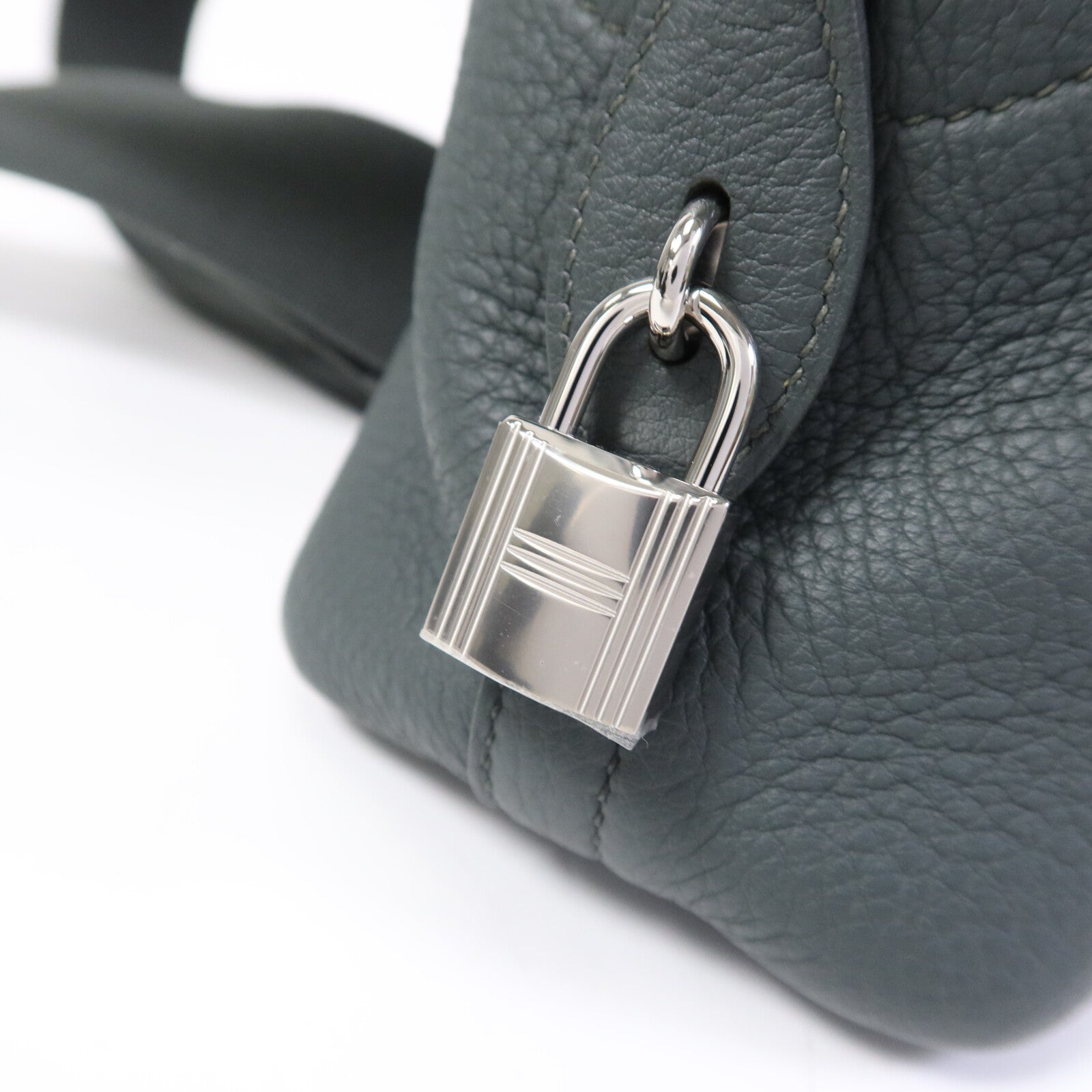 HERMES Togo皮革Bolide Messenger銀扣肩背袋Vert Mangrove