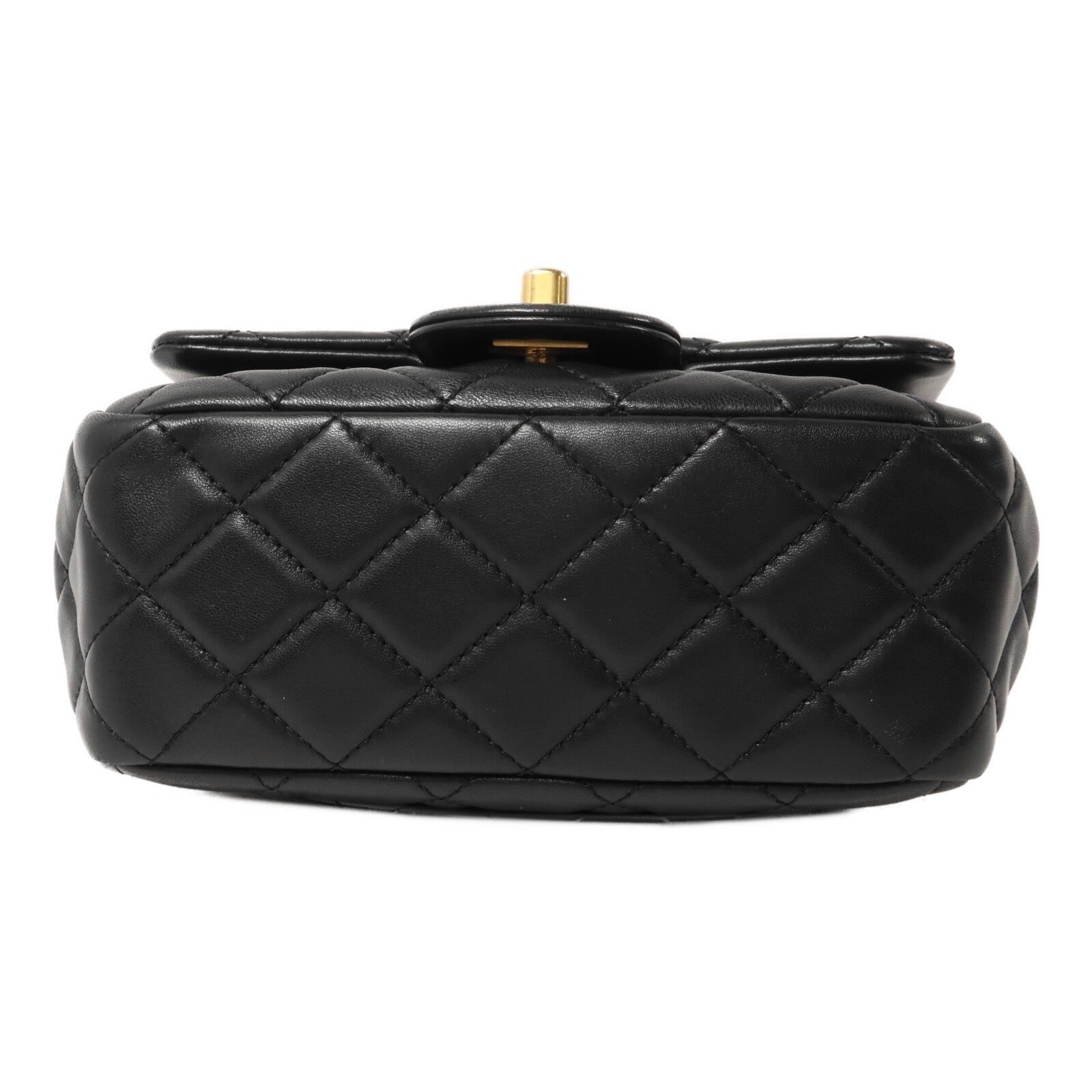 CHANEL 羊皮皮革Mini Classic 17 Gold Ball鏈帶肩背袋
