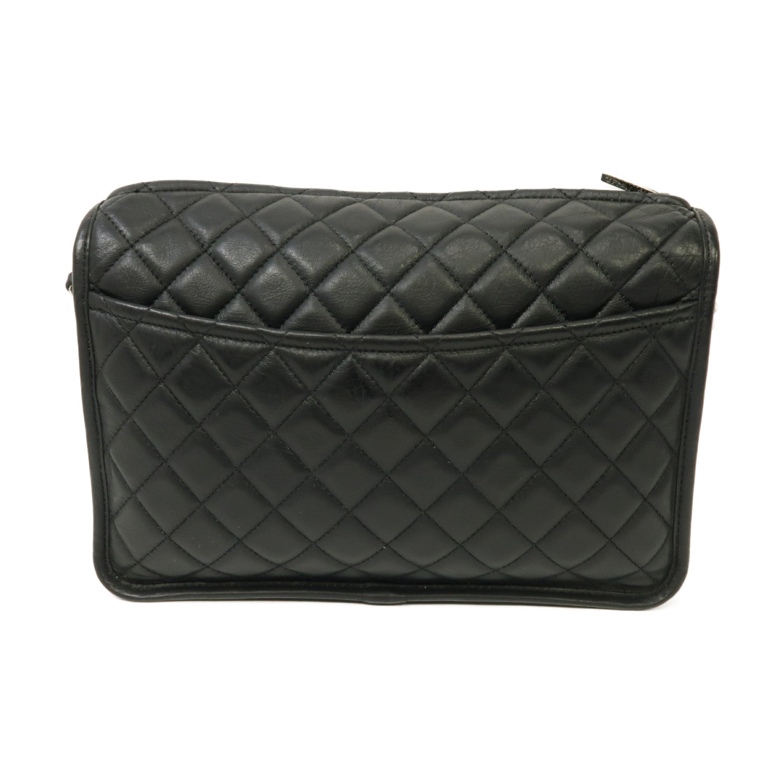 CHANEL 菱格牛皮皮革Working Vibe Camera Case銀扣鏈帶肩背袋黑色