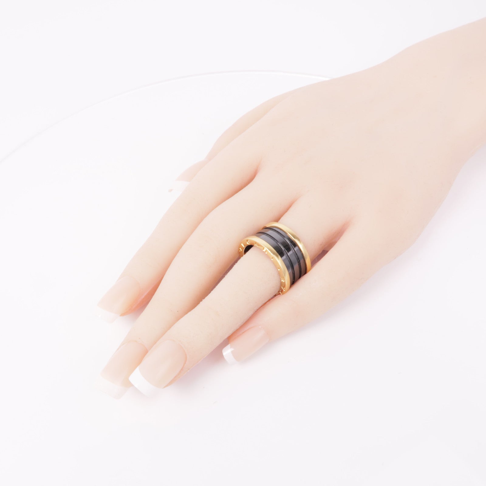 BVLGARI 18K玫瑰金/陶瓷B-zero1 Ring戒指US#7