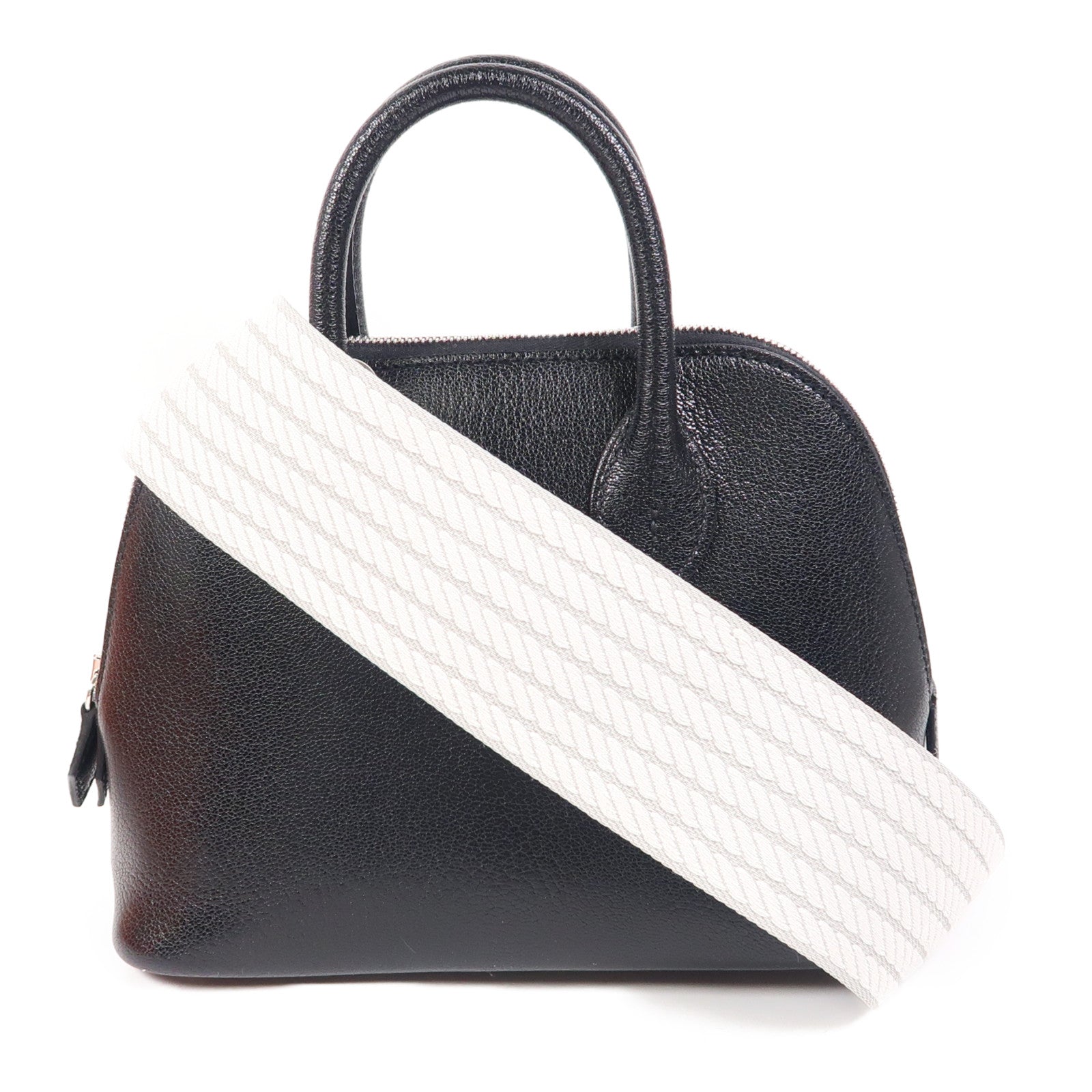 HERMES Chevre皮革Mini Bolide銀扣手挽肩背兩用袋