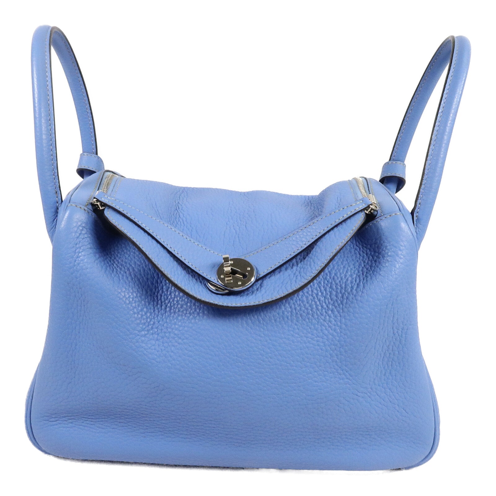 HERMES Clemence皮革Lindy 30手挽肩背兩用袋Blue Paradise