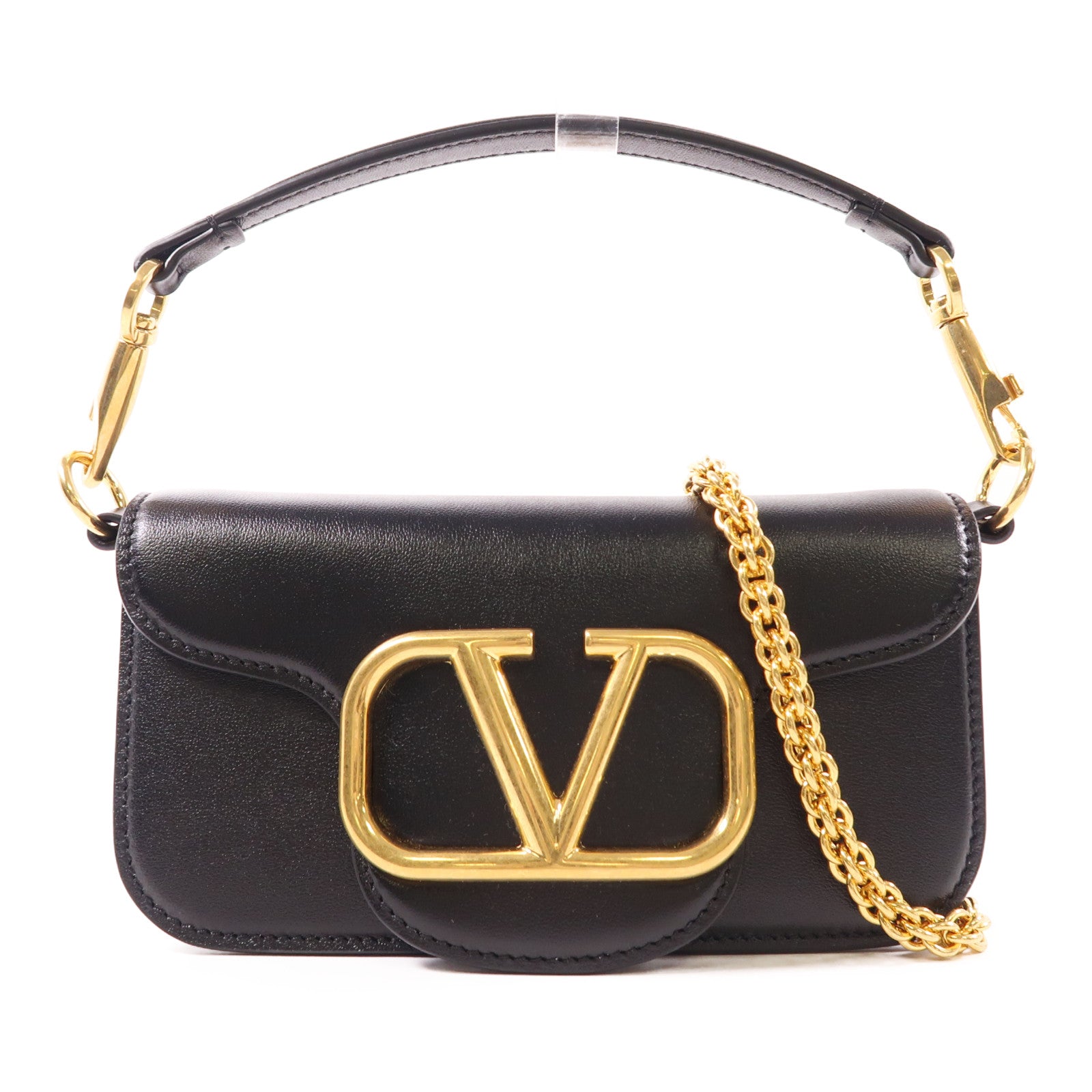 Valentino 牛皮皮革Loco Logo Plaque Small Shoulder Bag金扣手挽肩背兩用袋