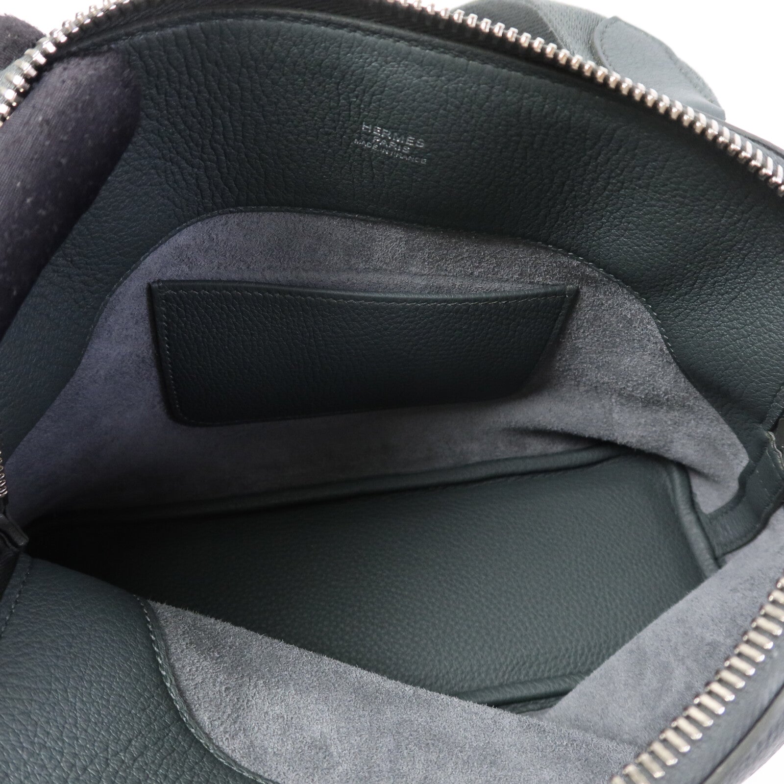 HERMES Togo皮革Bolide Messenger銀扣肩背袋Vert Mangrove