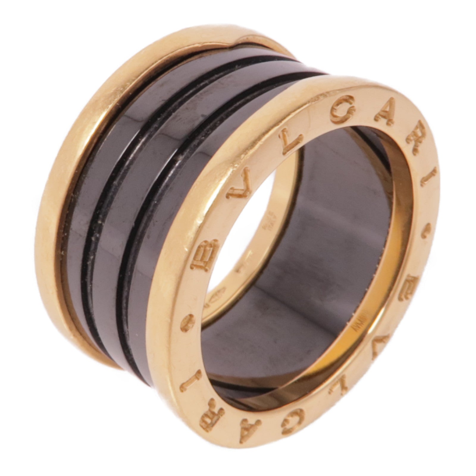 BVLGARI 18K玫瑰金/陶瓷B-zero1 Ring戒指US#7