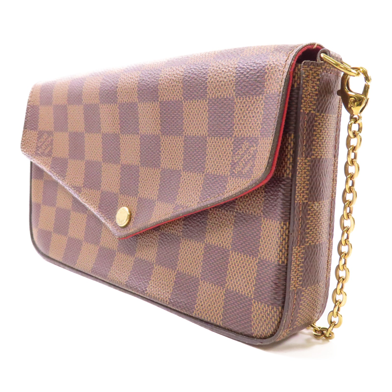 LOUIS VUITTON LV GHW Felicie Pochette Chain Shoulder Bag N63032 Damier Brown