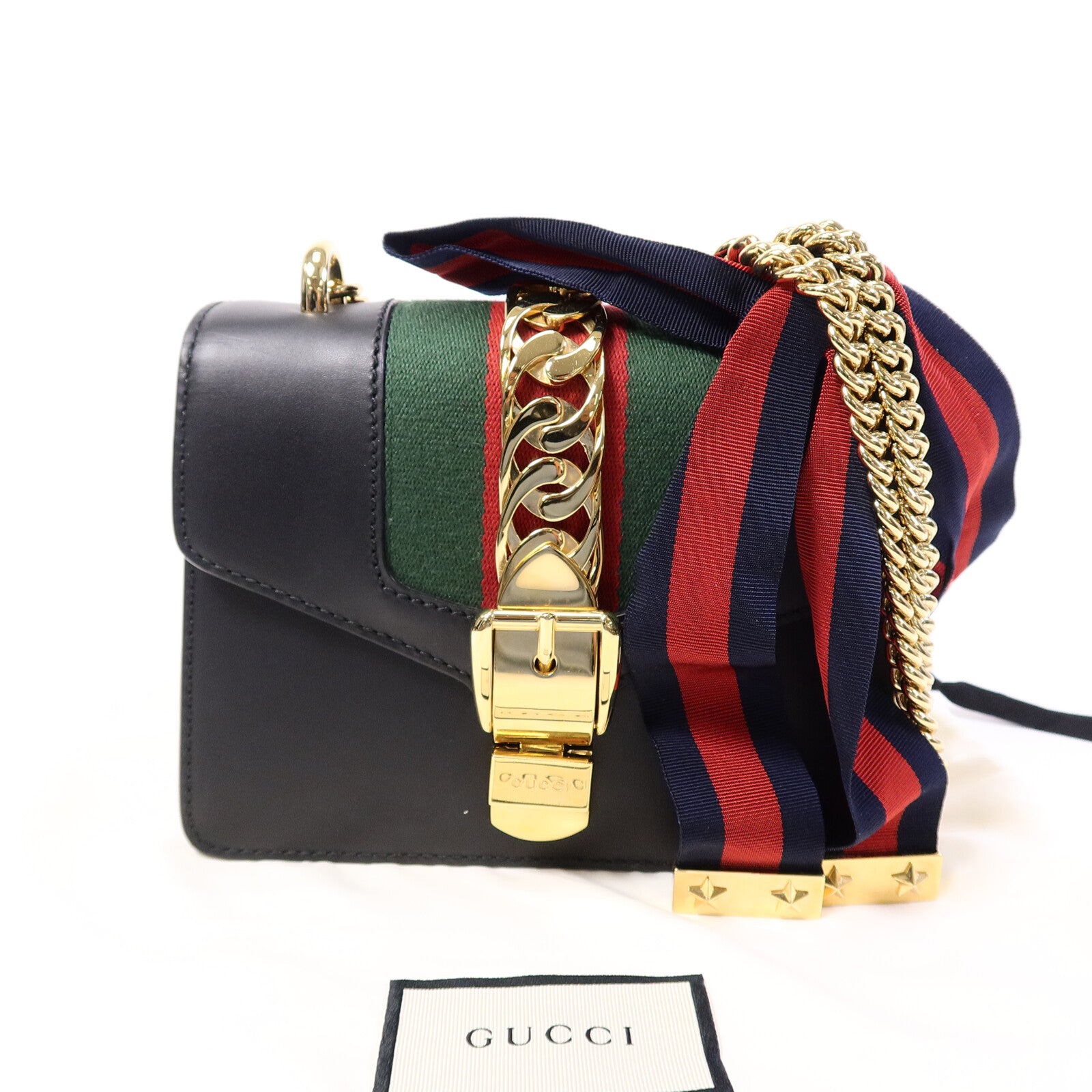 GUCCI 牛皮皮革Sylvie鏈帶肩背袋