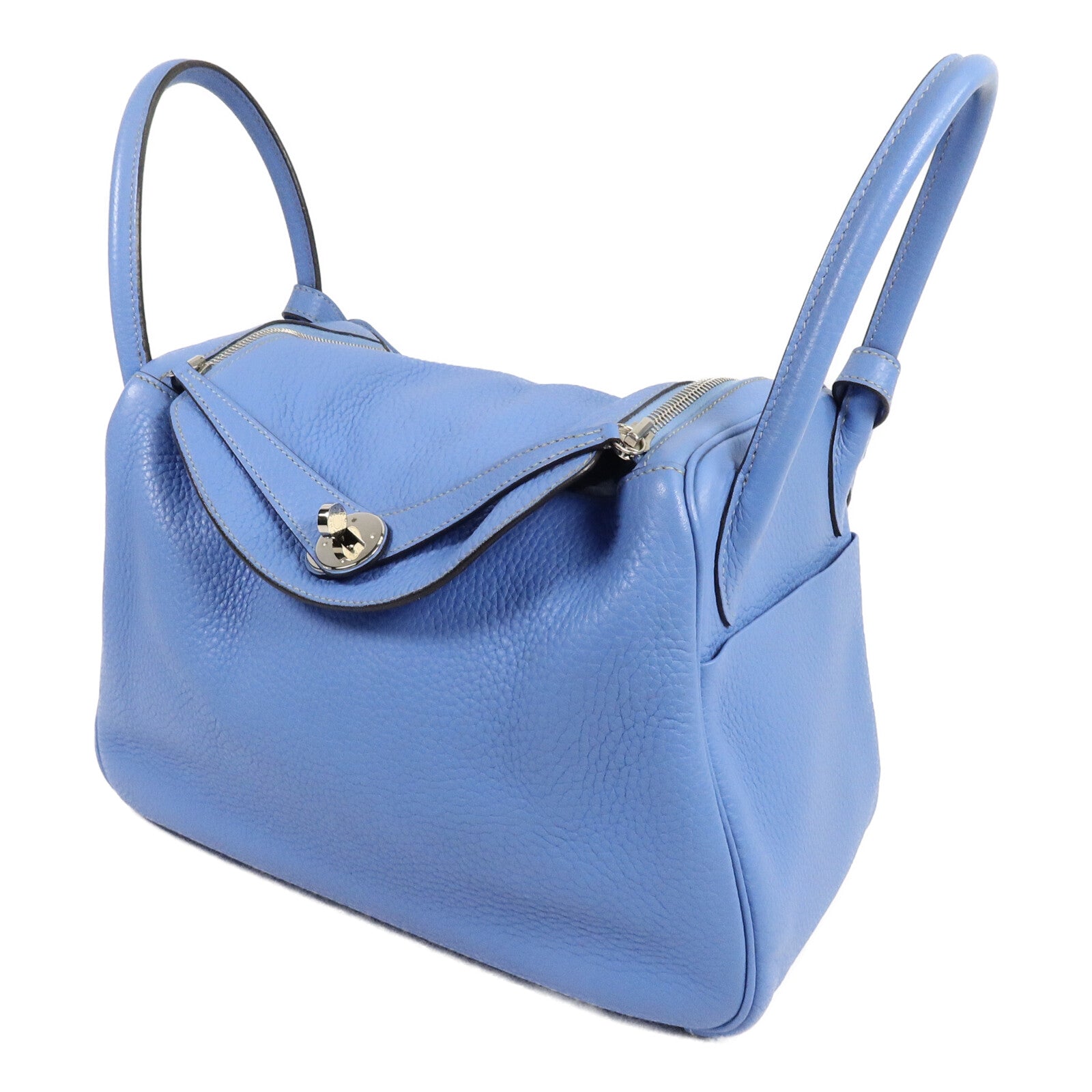 HERMES Clemence皮革Lindy 30手挽肩背兩用袋Blue Paradise