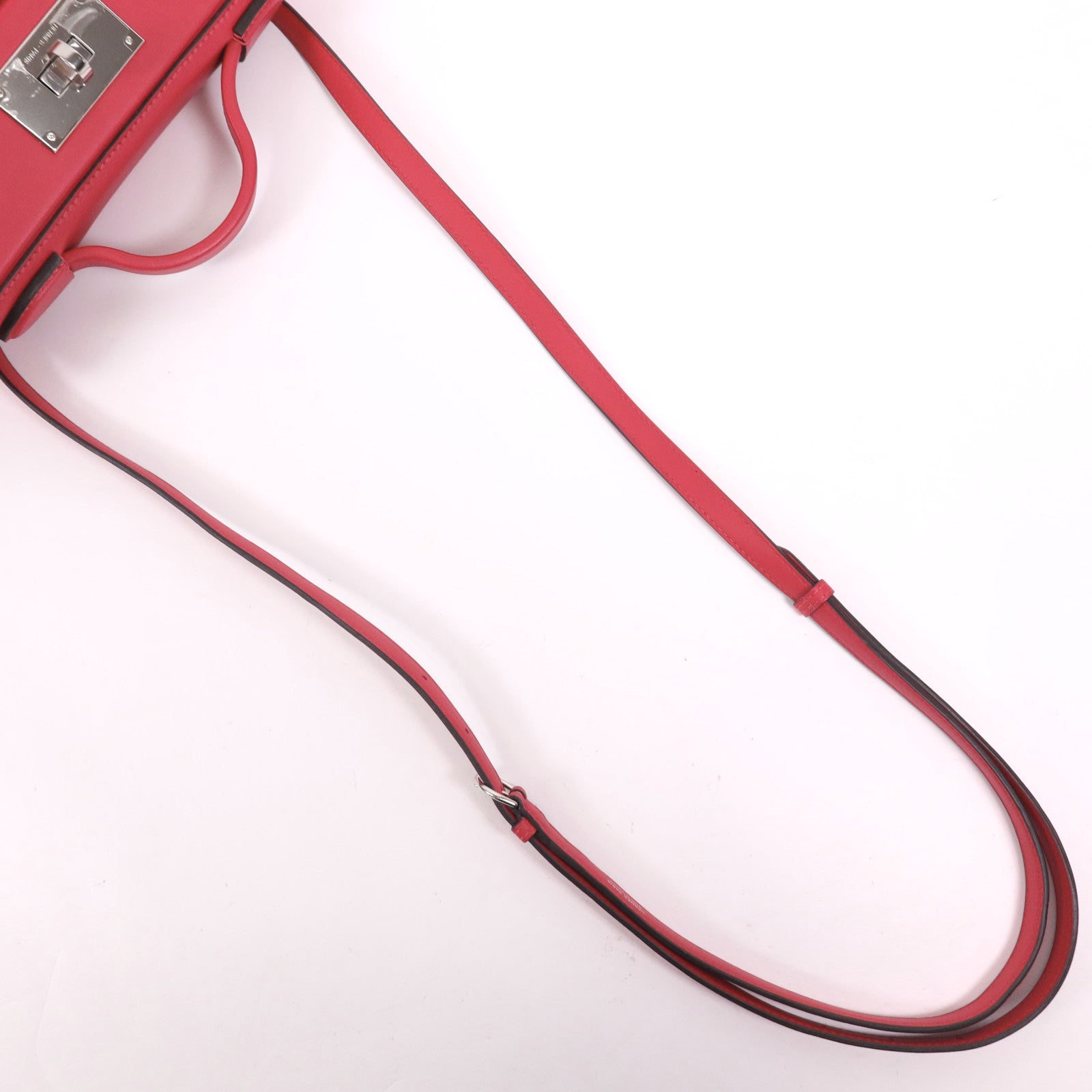 HERMES Evercolor皮革24/24 Mini銀扣手挽肩背兩用袋Framboise