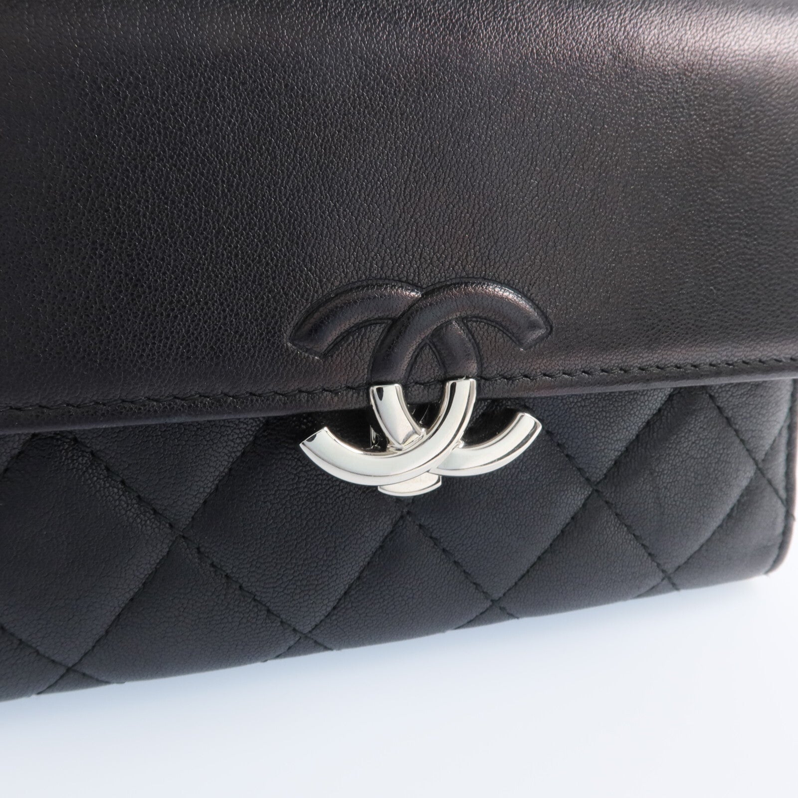 CHANEL 牛皮皮革Wallet銀扣長錢包