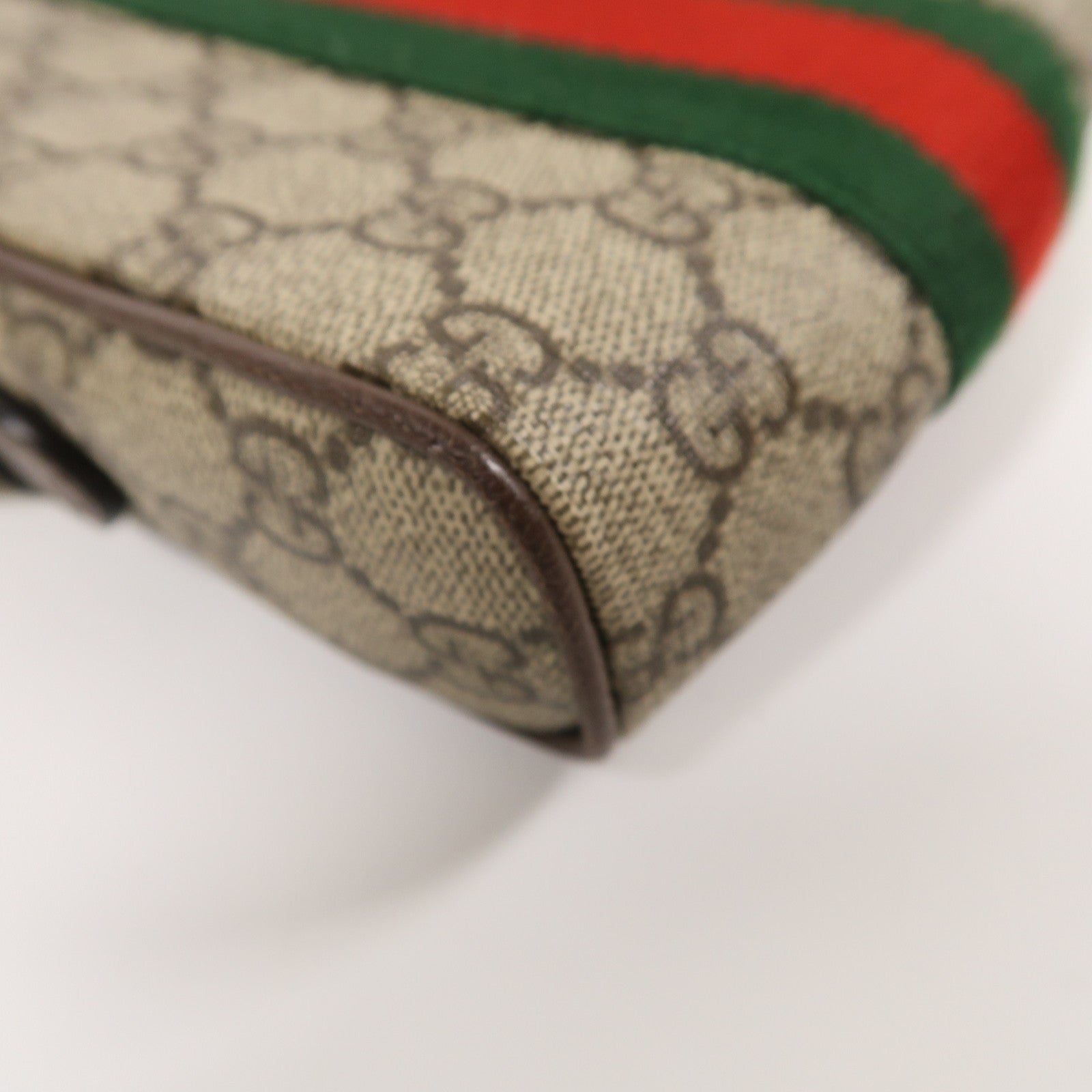 GUCCI 塗層帆布Ophidia GG金扣肩背袋棕色
