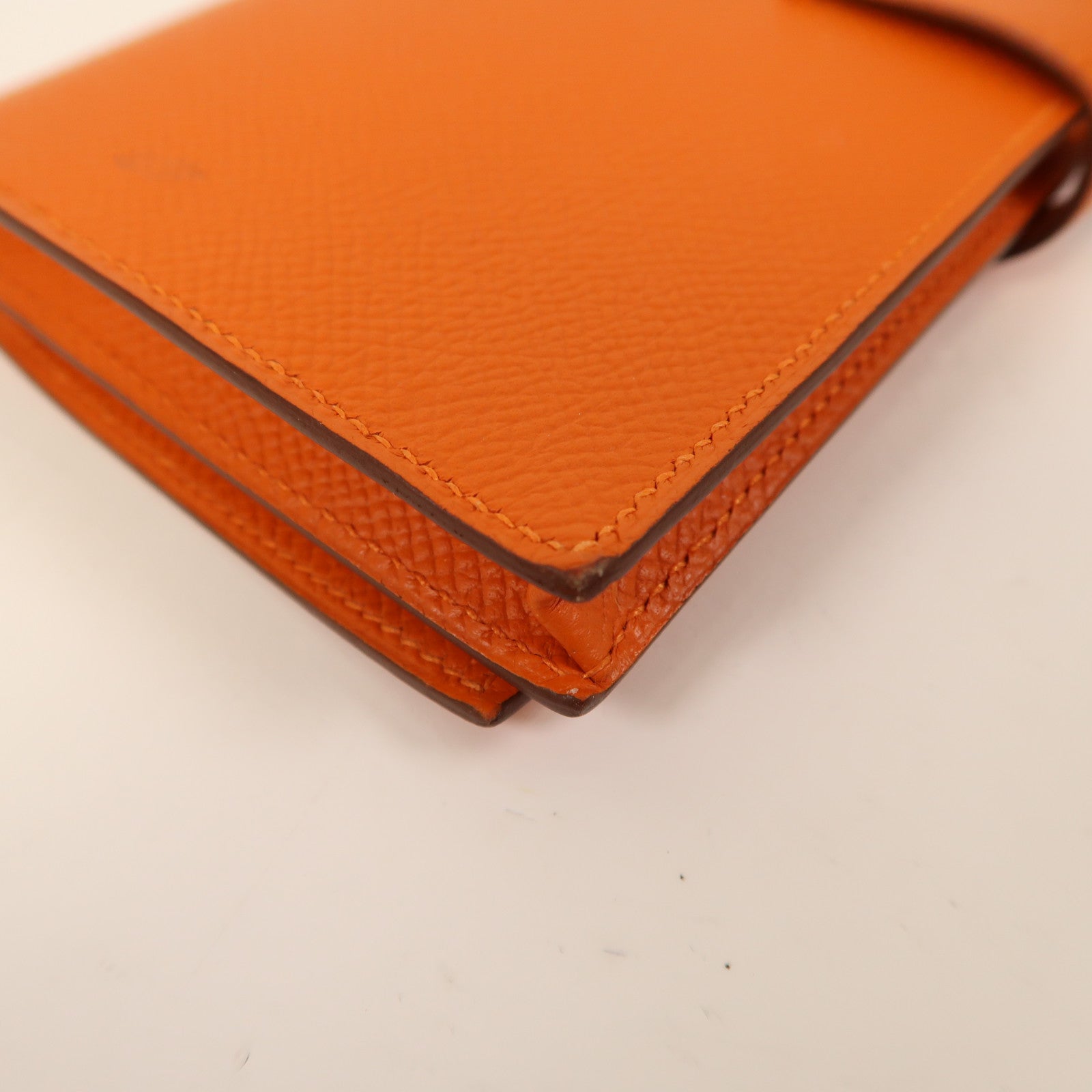 HERMES Epsom皮革Bearn Wallet銀扣長錢包橙色