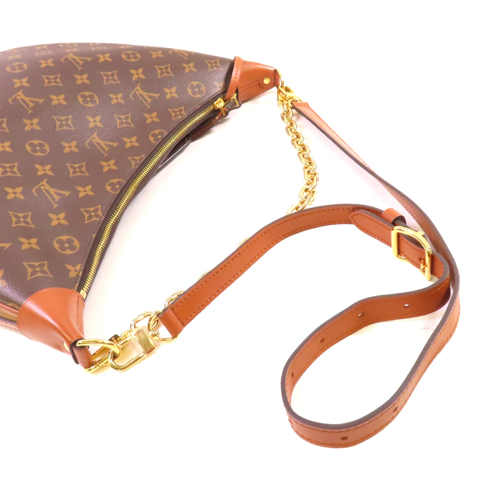 LOUIS VUITTON Monogram Reverse Loop Hobo 2Way Shoulder Bag金扣手挽肩背兩用袋啡色