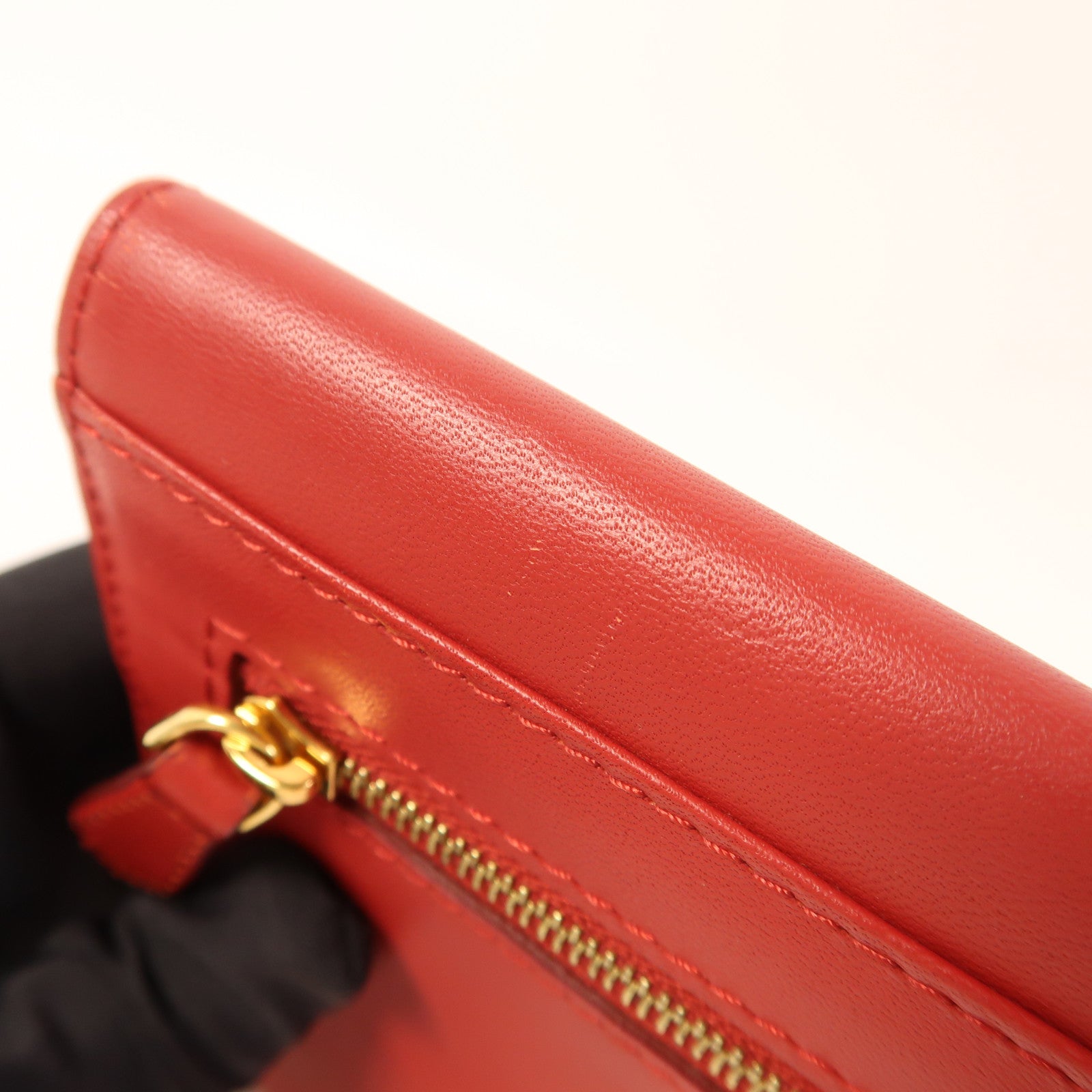 FENDI GHW Pequin Envelope Clutch Bag 8M0284 Canvas Calfskin Leather Brown Red