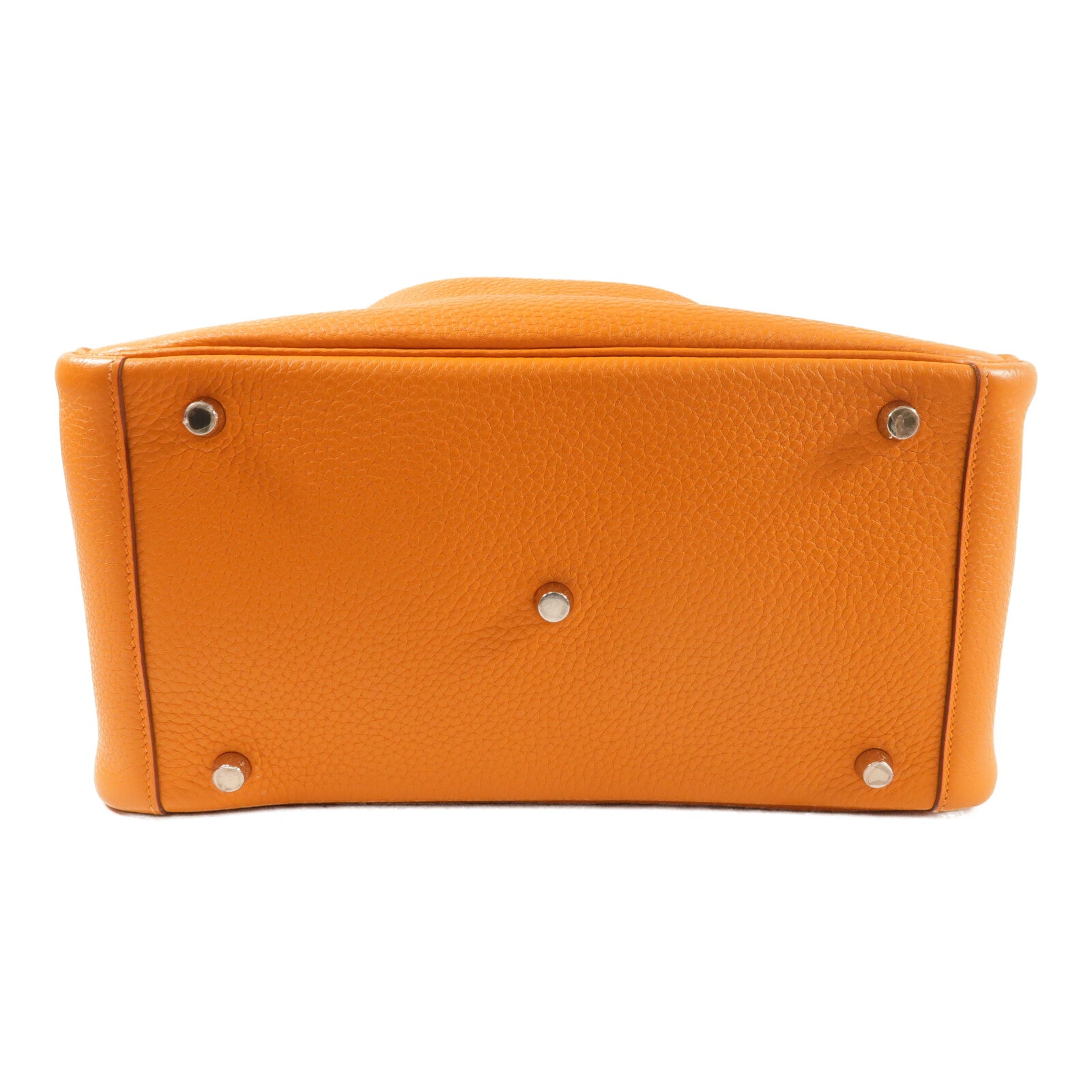 HERMES Clemence皮革Lindy 30銀扣手挽肩背兩用袋Orange