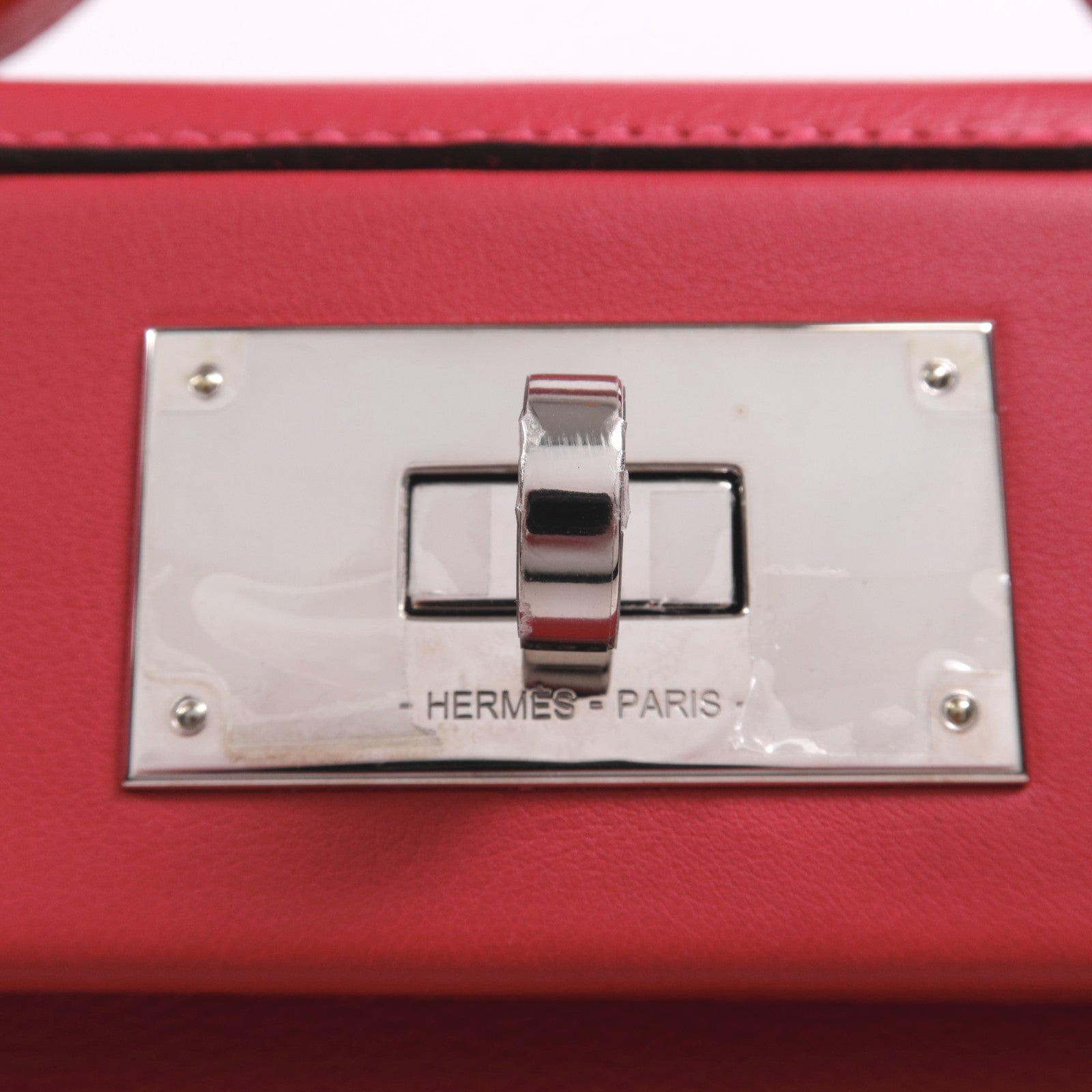 HERMES Evercolor皮革24/24 Mini銀扣手挽肩背兩用袋Framboise