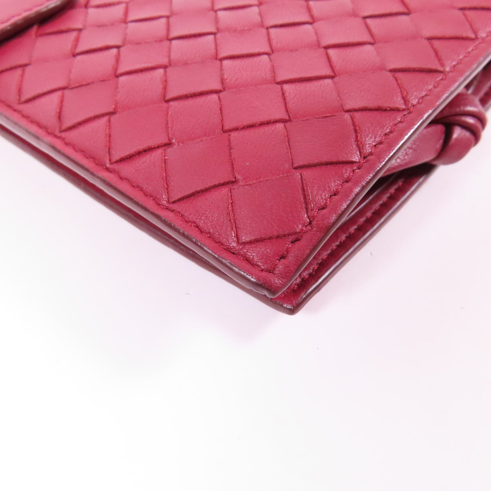 BOTTEGA VENETA BV GHW Long Wallet 114074 Intrecciato Leather Red