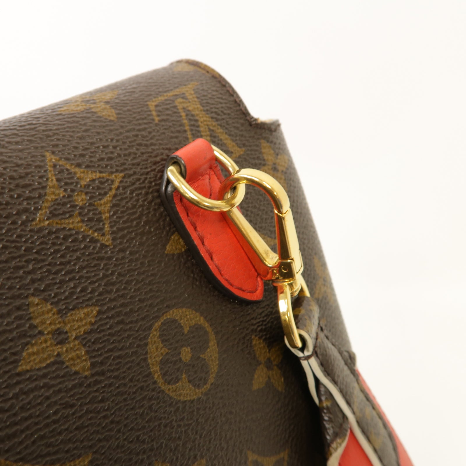 LOUIS VUITTON Monogram Marignan金扣手挽肩背兩用袋啡色/紅色
