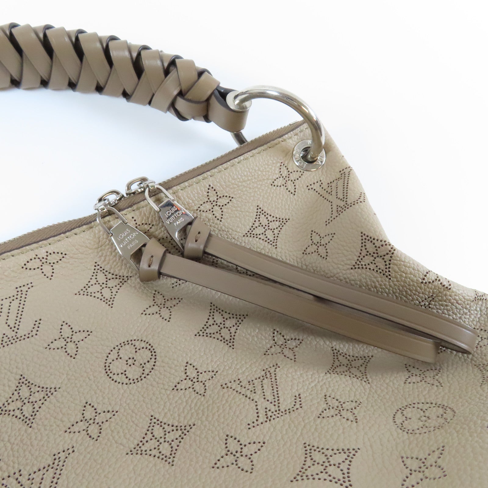 LOUIS VUITTON 【激減優惠】Mahina Beaubourg Hobo MM銀扣手挽肩背兩用袋杏色