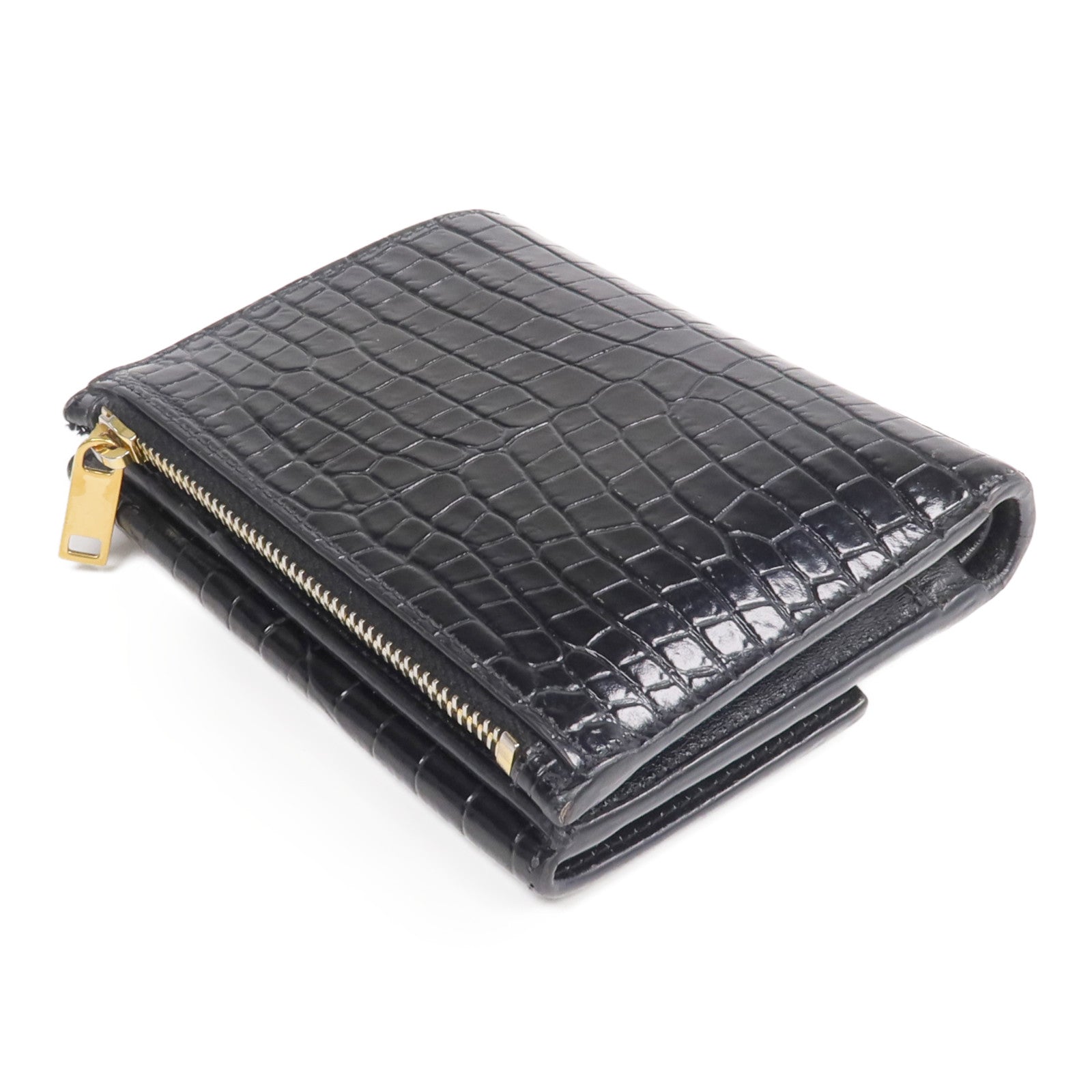 YVES SAINT LAURENT 牛皮皮革Uptown Compact Wallet金扣錢包