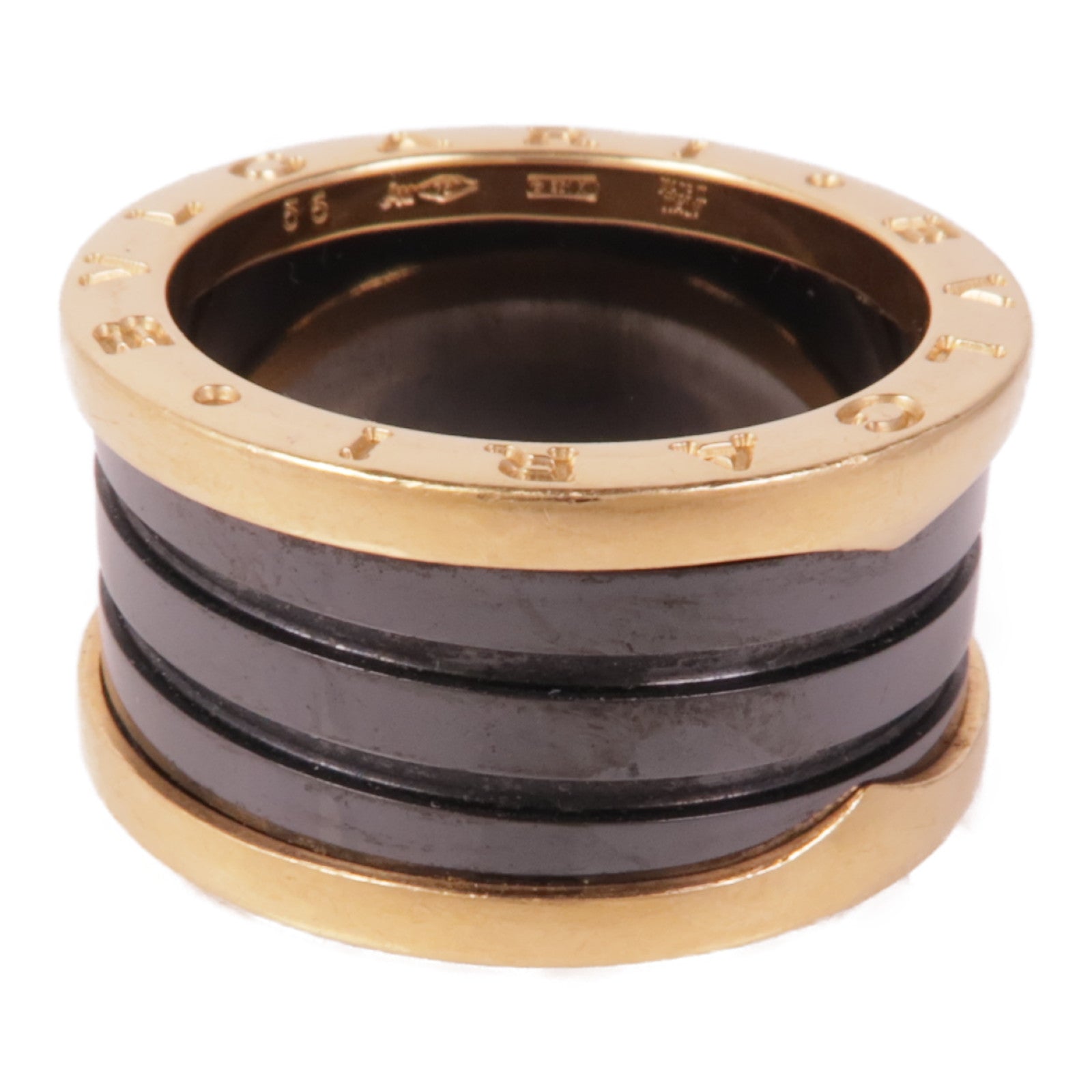 BVLGARI 18K玫瑰金/陶瓷B-zero1 Ring戒指US#7