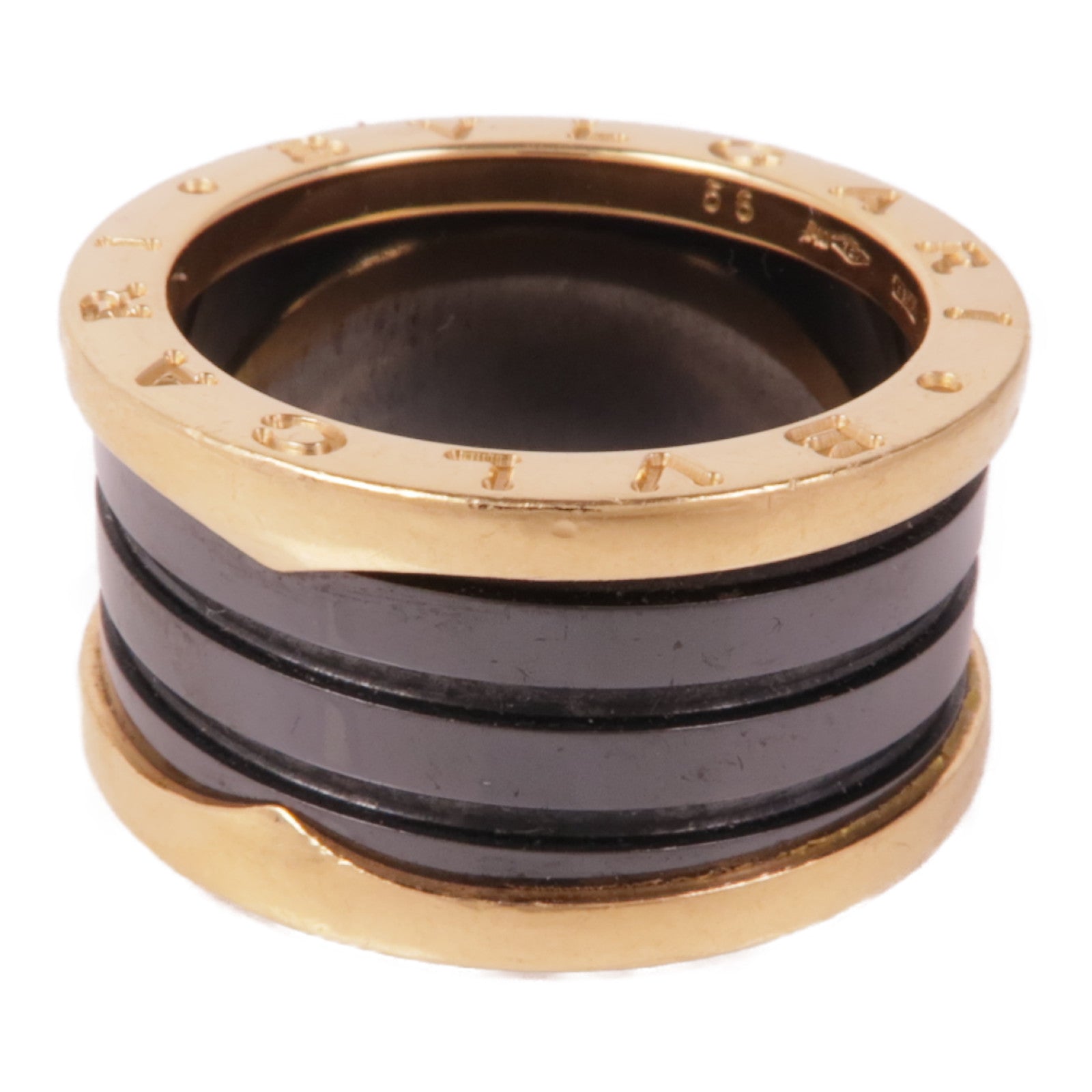 BVLGARI 18K玫瑰金/陶瓷B-zero1 Ring戒指US#7
