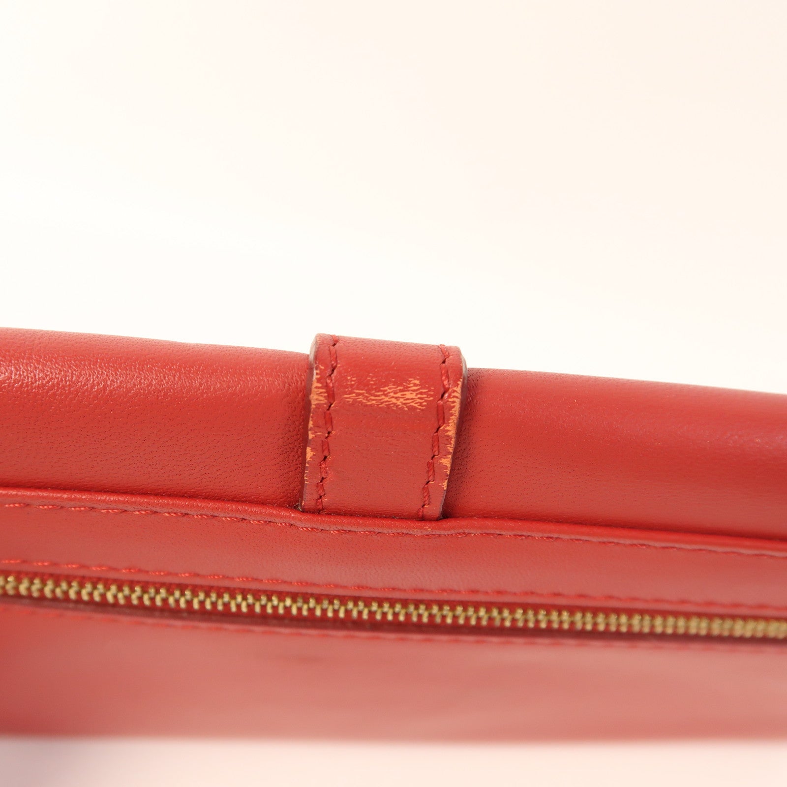 FENDI GHW Pequin Envelope Clutch Bag 8M0284 Canvas Calfskin Leather Brown Red