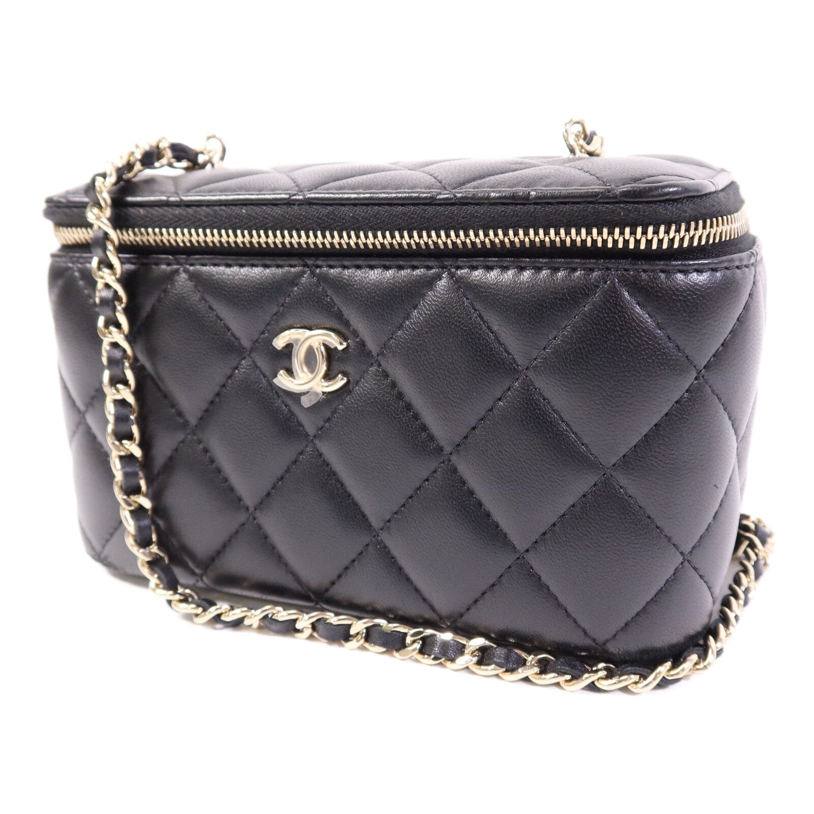 CHANEL 羊皮皮革Vanity Case金扣鏈帶肩背袋