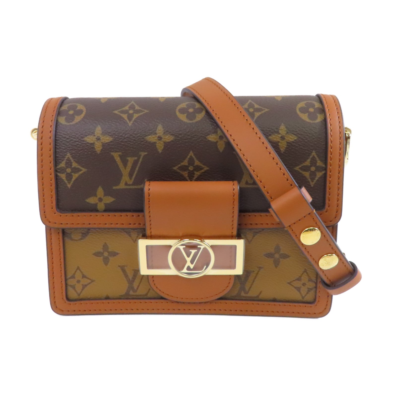 LOUIS VUITTON Monogram Mini Dauphine金扣肩背袋啡色