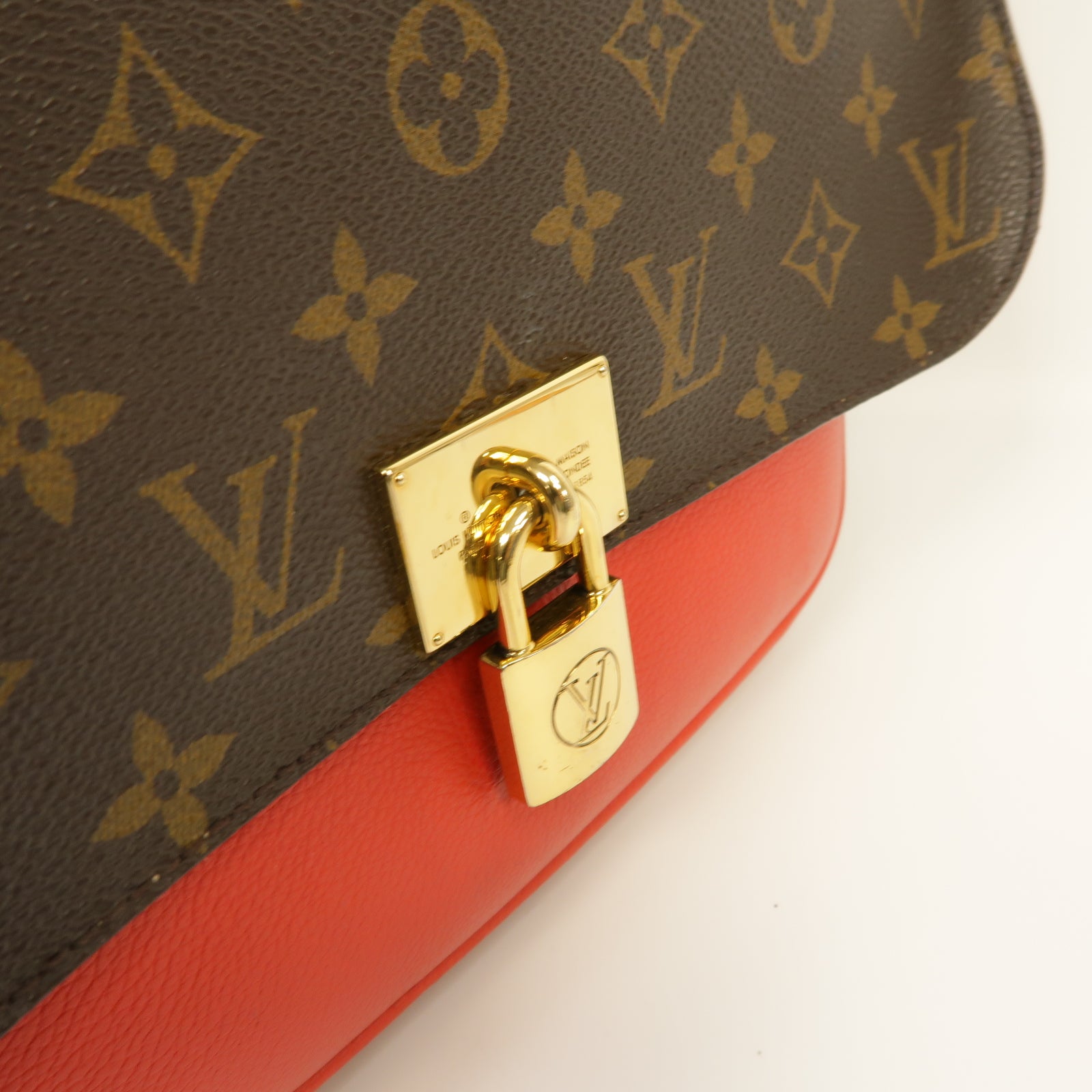 LOUIS VUITTON Monogram Marignan金扣手挽肩背兩用袋啡色/紅色