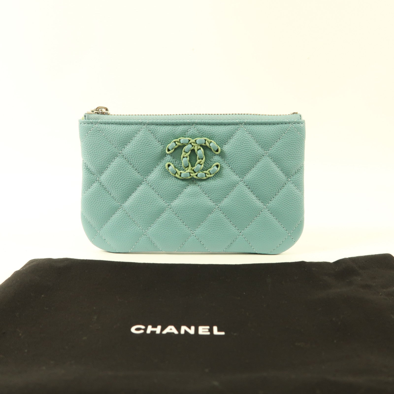 CHANEL 牛皮皮革Coin Case銀扣零錢包